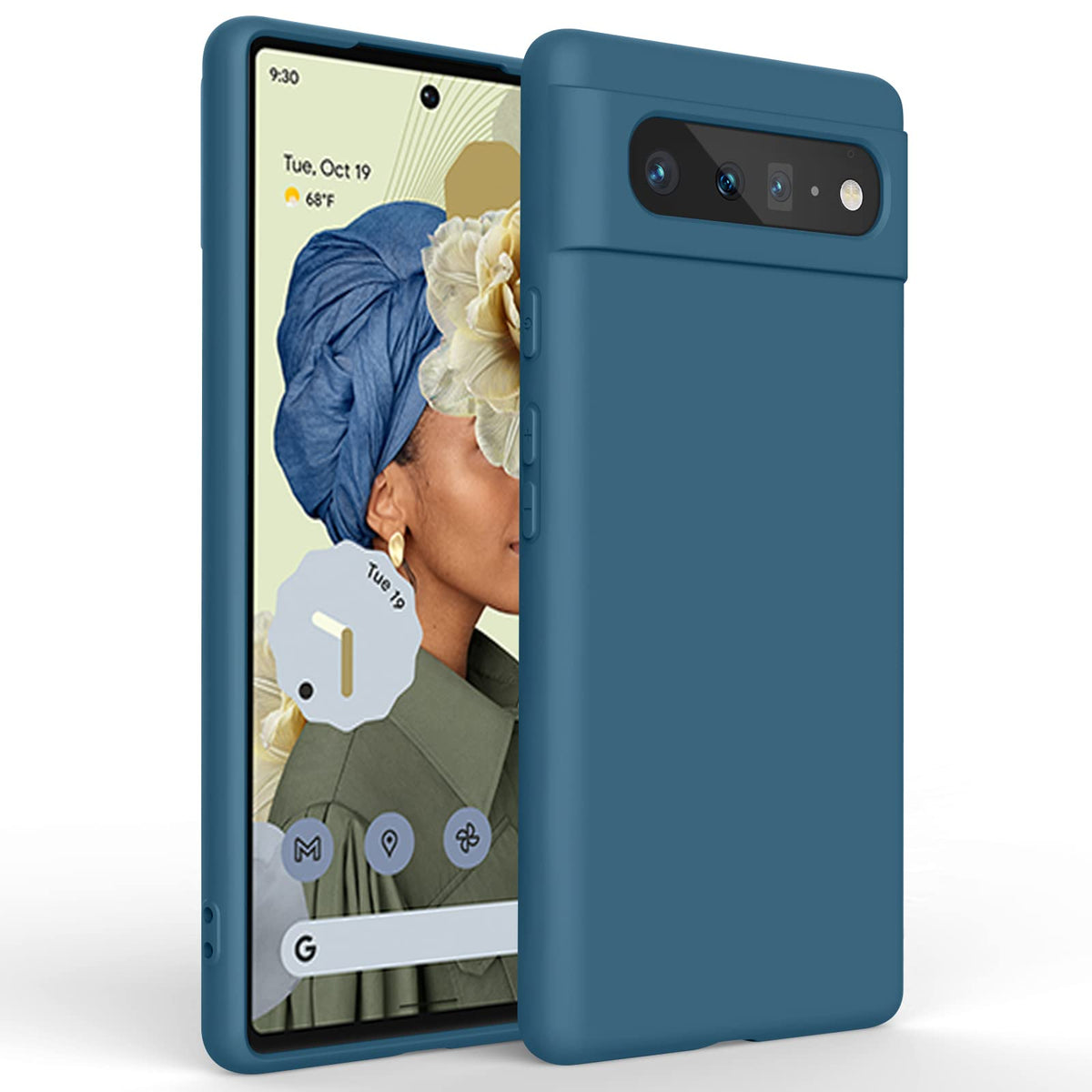 Amzpas Silicone Phone Case Compatible With Google Pixel 6, Soft Protective Smart Phone Case For Women Men, Durable Anti Scratch