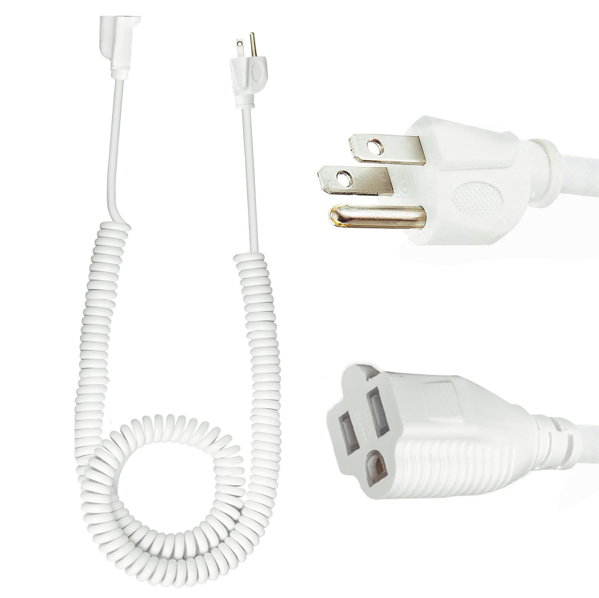 Iron Forge Cable 25Ft White Coiled Outdoor Extension Cord   16/3 Sjeow Oil Resistant & Flame Retardant 3 Prong 13 Amp Power Cord