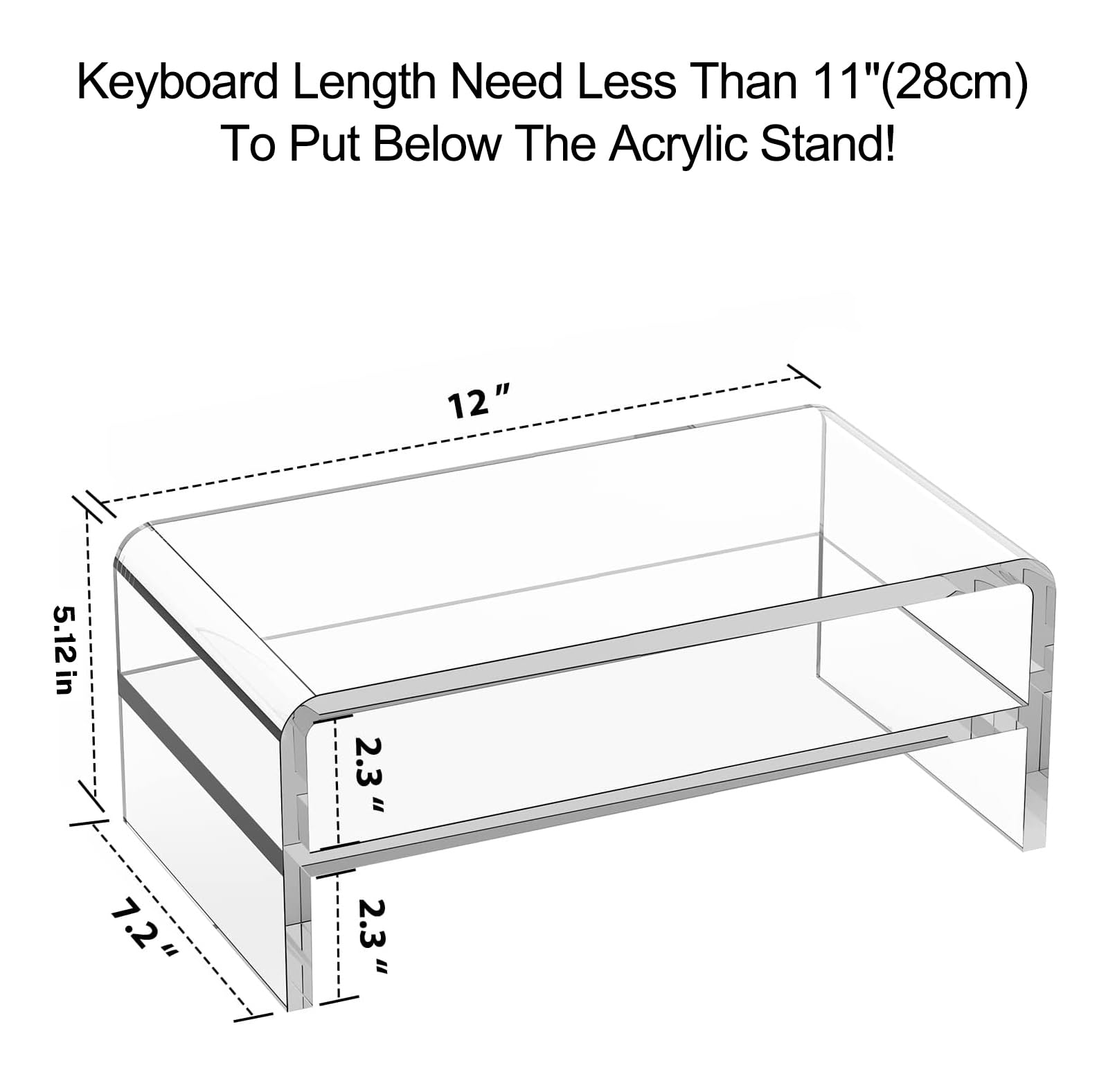 Egchi Acrylic Monitor Stand Riser, 2 Tier Clear Computer Monitor Stand For Home Office Business, Pc Desk Stand Monitor Riser For