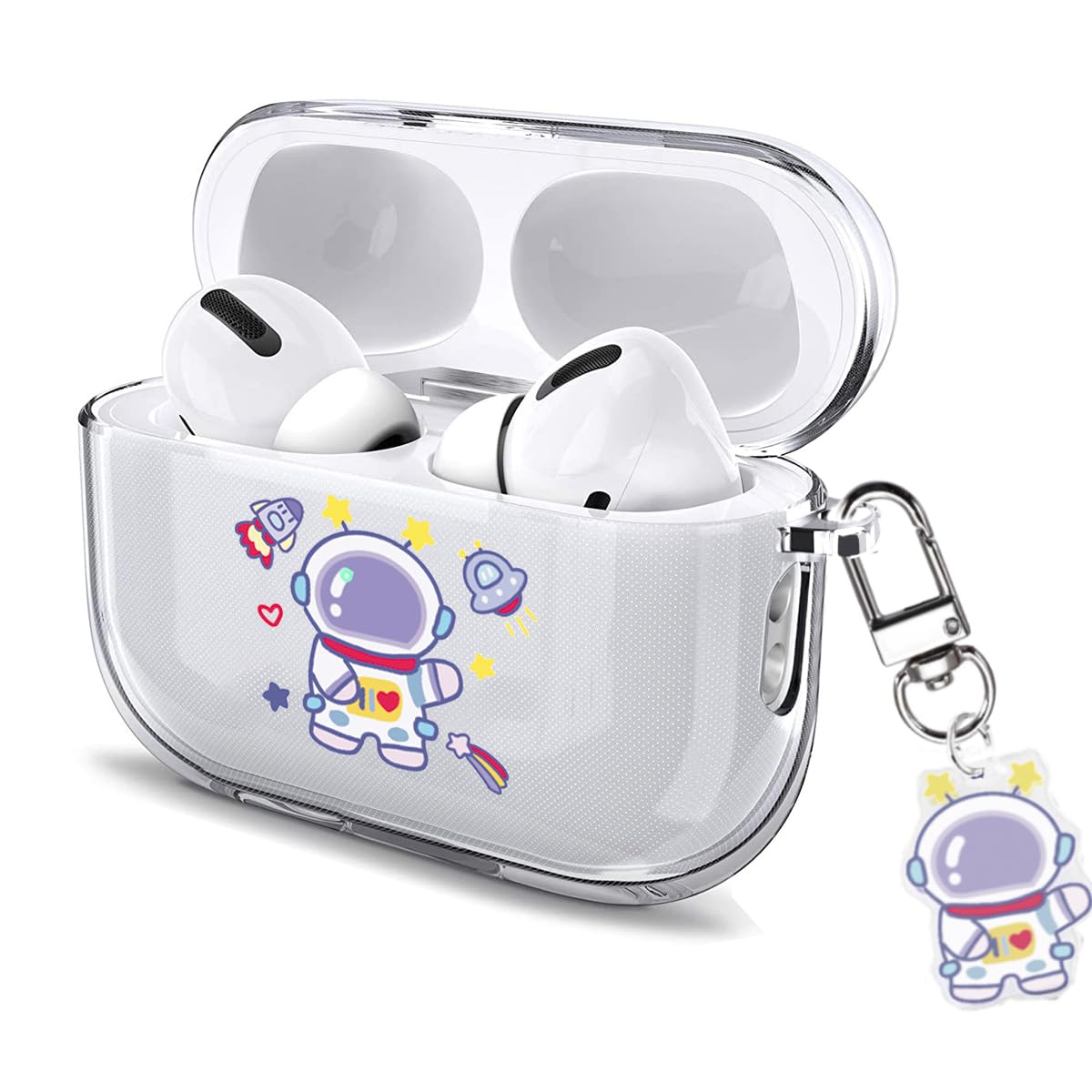 Watefull for Cute Airpods Pro 2 Case 2022 / Airpods Pro 2019 with Keychain Carabiner, Clear Airpods Pro 2nd Case Cartoon Anime P