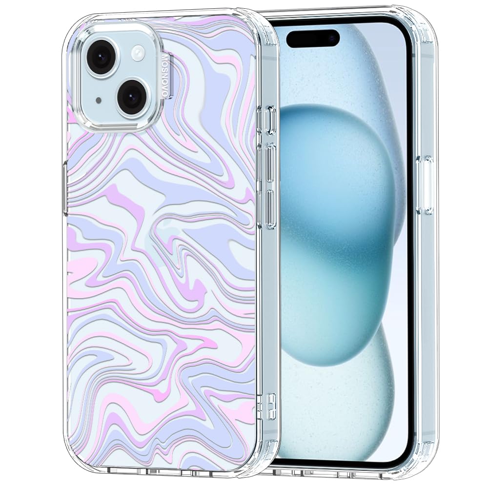 MOSNOVO for iPhone 15 Case, Shockproof Military-Grade Protection 6.6ft Drop Tested, Clear Phone Case for iPhone 15, Dream Swirl 