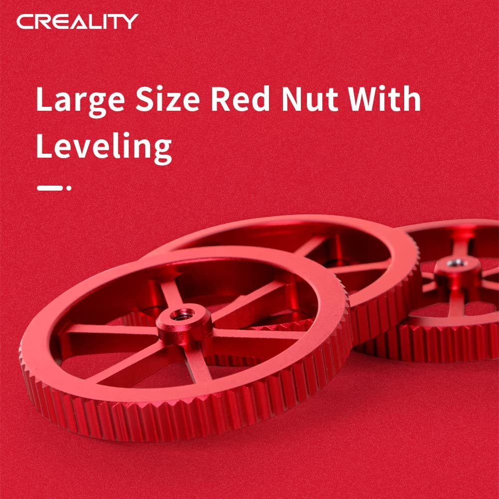 Official Creality Metal Leveling Nuts With 20Mm Die Springs And 0.4Mm Nozzles, Red Hand Twist Nuts Set For Ender 3/3 Pro/3 V2/3