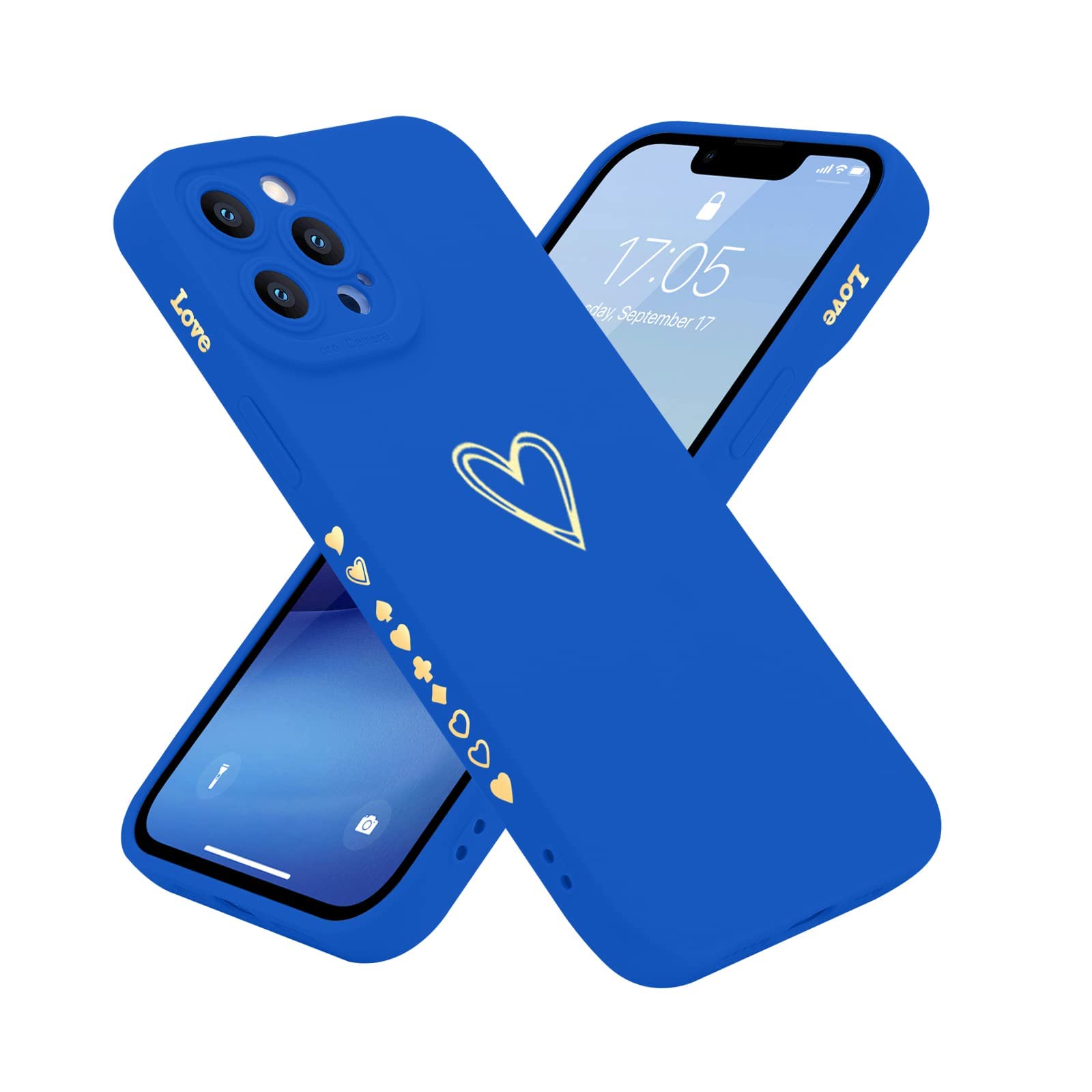 Teageo Compatible With Iphone 13 Pro Case 6.1 Inch For Women Girls, Cute Luxury Love Heart [Soft Anti Scratch Full Camera Lens P