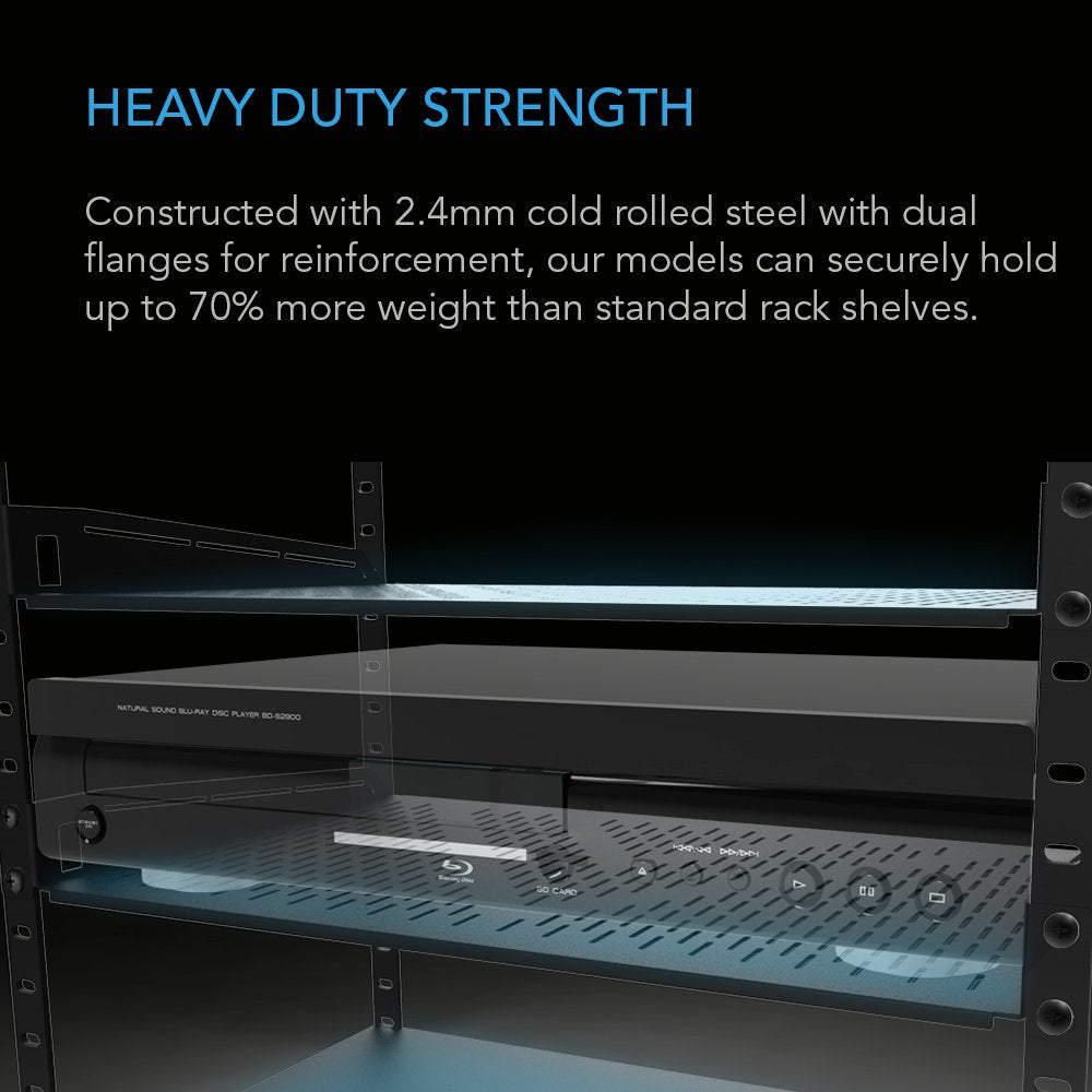 AC Infinity Vented Cantilever 1U Universal Rack Shelf, 14 Deep, for 19 ...