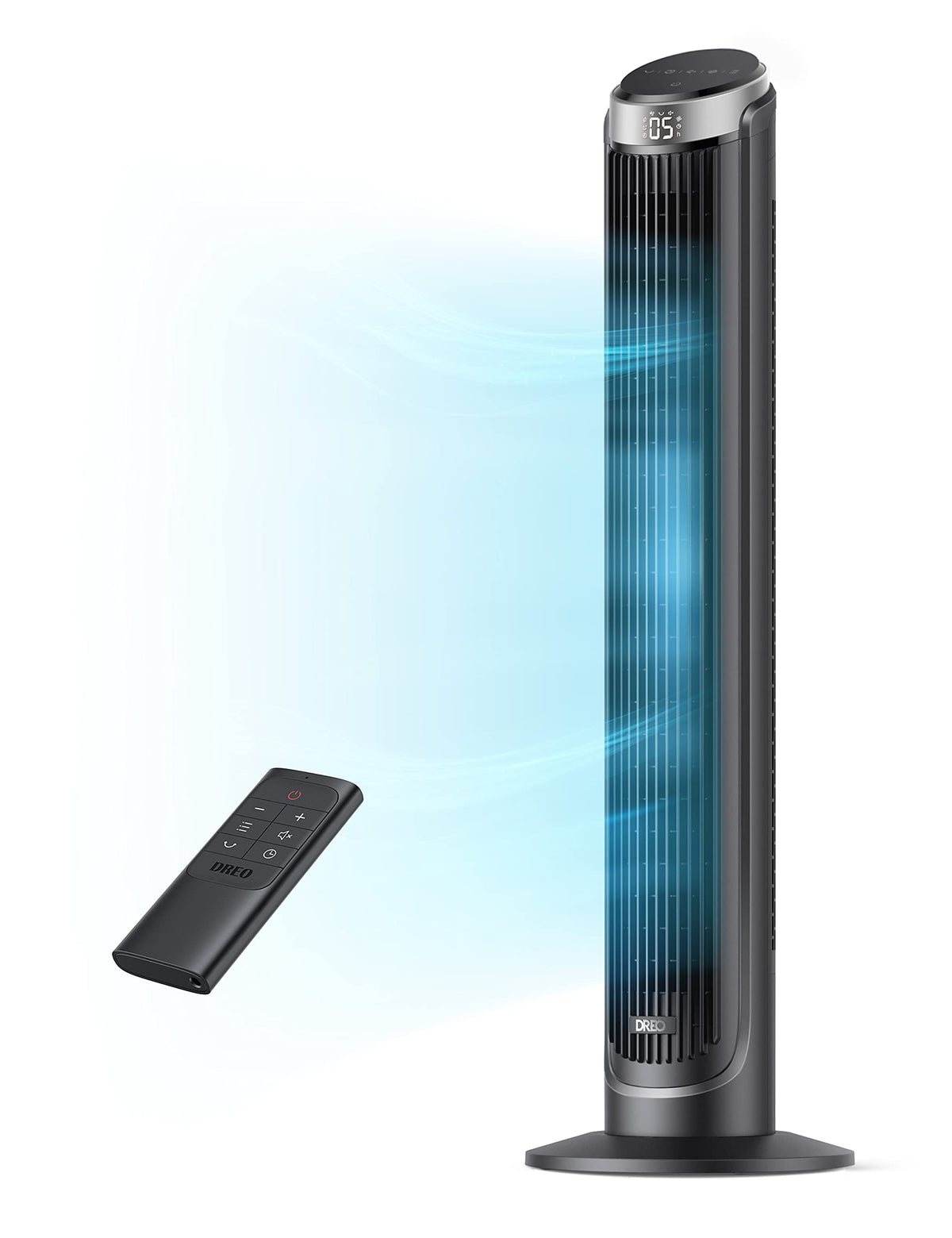 Dreo Tower Fans For Bedroom, 90� Oscillating Fans For Indoors, 5 Speeds 4 Modes Max 26Ft/S, 12H Timer, Led Display With Touch, Remote, 40' Quiet Bladeless Standing Floor Fan For Home Office, Black