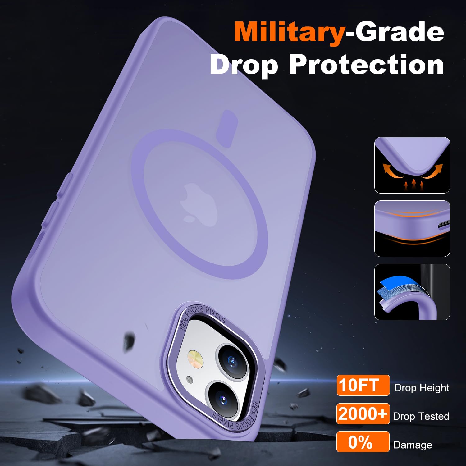 Jame For Iphone 11 Case, Iphone 11 Phone Case With 2 Glass Screen Protectors, [Compatible With Magsafe], [Military Grade Protect