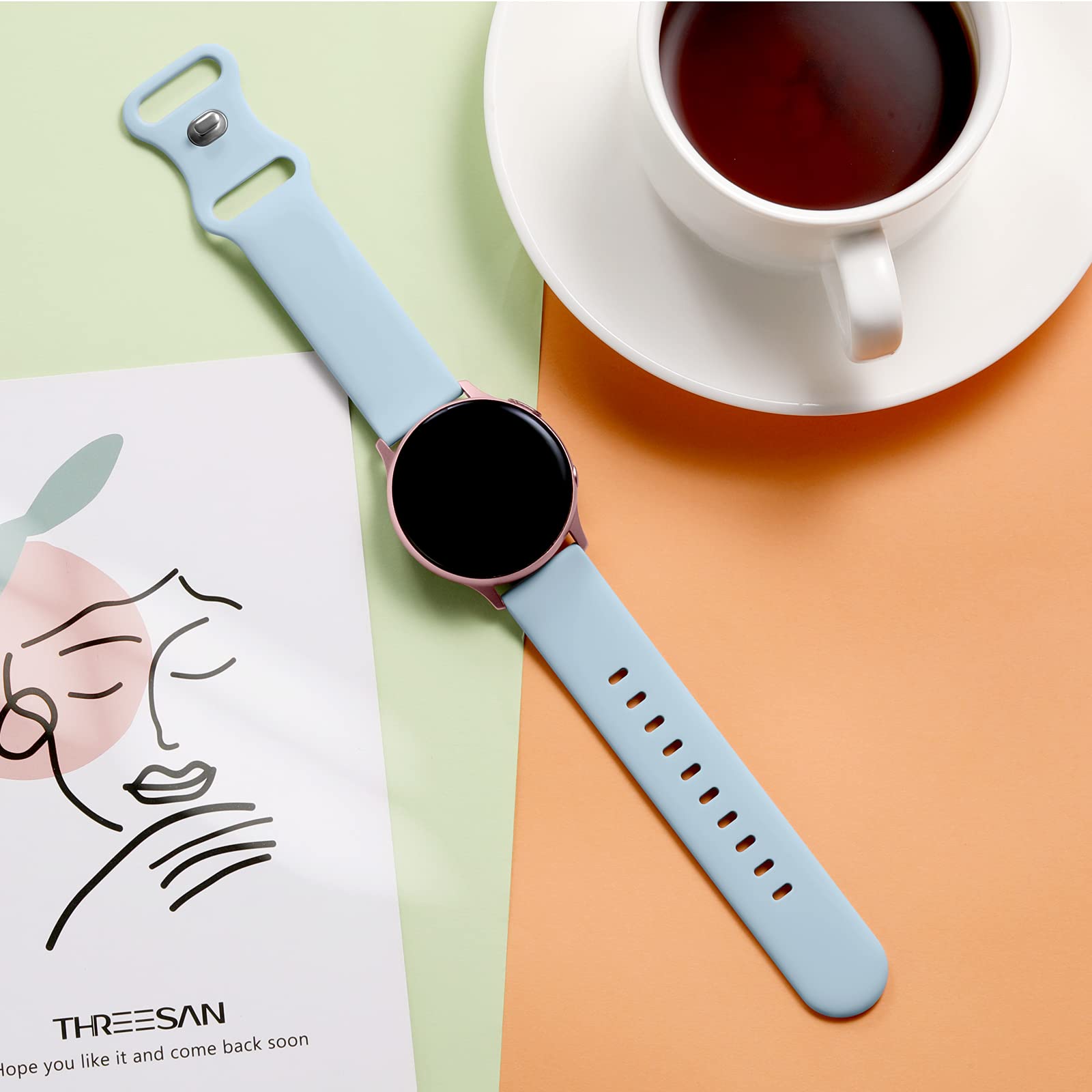 Lerobo Sport Band Compatible For Galaxy Watch 4 Band/Watch 5 Band/5 Pro Band/Active 2 Watch Band 44Mm 40Mm,Watch 4 Classic 46Mm 42Mm Band/Watch 3 Band 41Mm,20Mm Soft Silicone Band Strap For Men Women