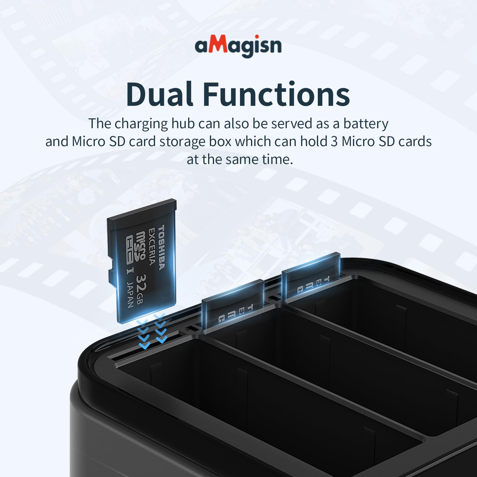 Rszfnjxry Fast Charger Hub For Insta360 Ace Pro/Ace,Fast Portable 3 Channel Battery Charging Storage Station