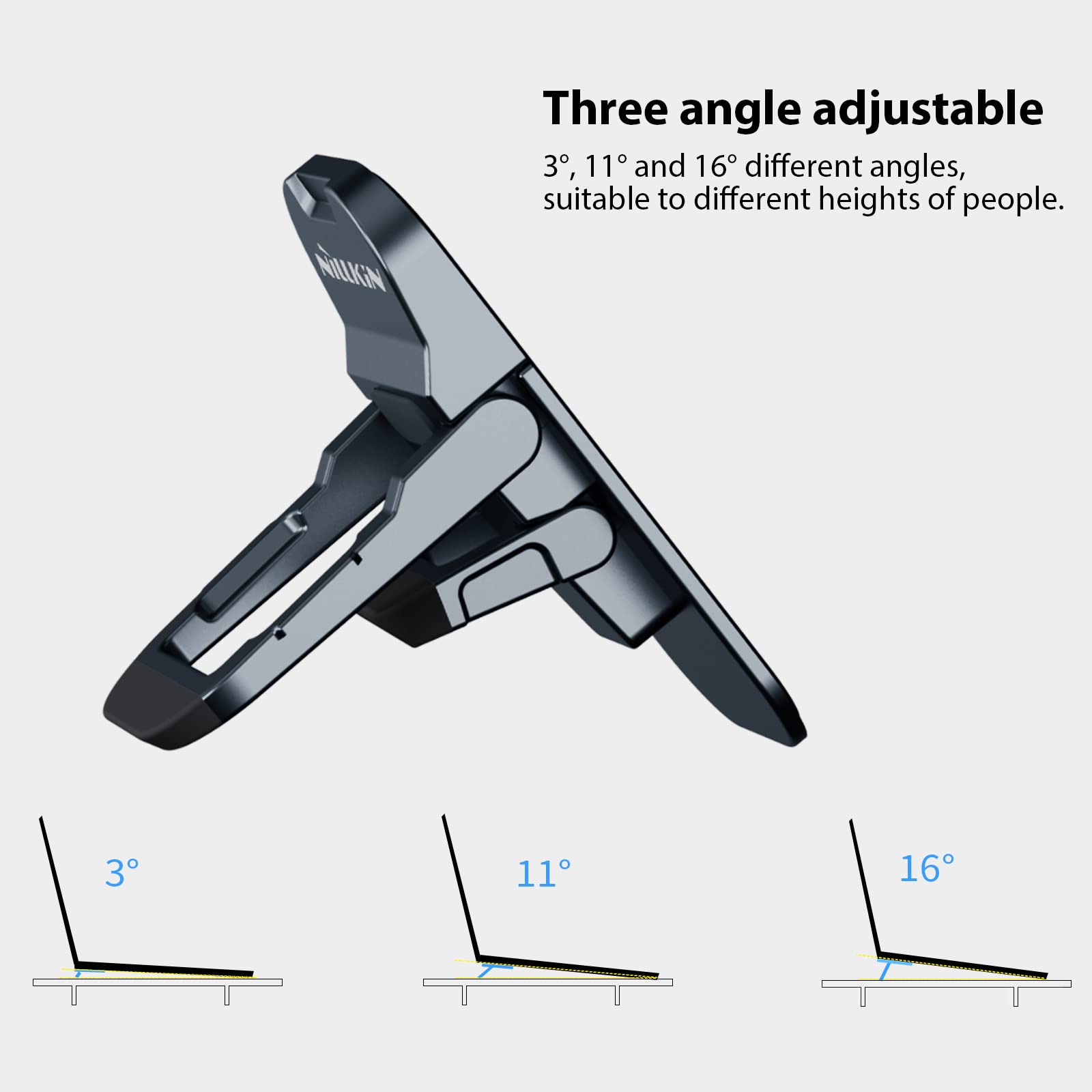 Nillkin Adjustable Laptop Stand, Ergonomic Design, Foldable, Suitable For Macbook Pro/Air, Lenovo, Dell, Hp, Asus Laptops, Gray