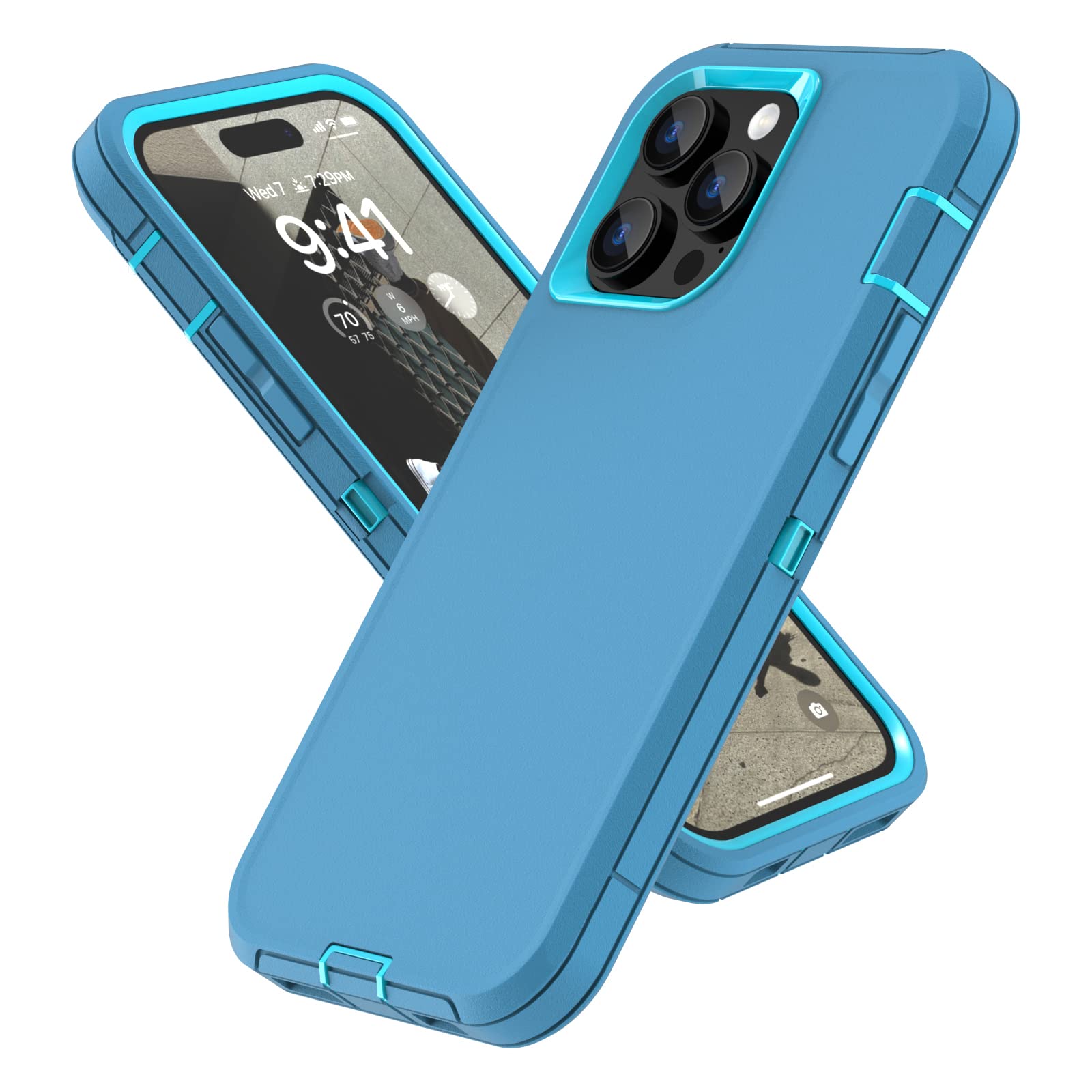 For Iphone 14 Pro Max Case With Full Body Protection, Heavy Duty Shockproof Military Grade 3 In 1 Silicone Rubber With Hard Pc R