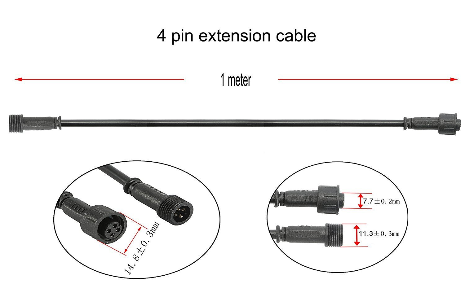 Sumaote 3.28Ft 1M 4Pin Extension Cable Wire With Male And Female Connectors At Both Ends For Rgb Multi Color Led Deck Light, Pac