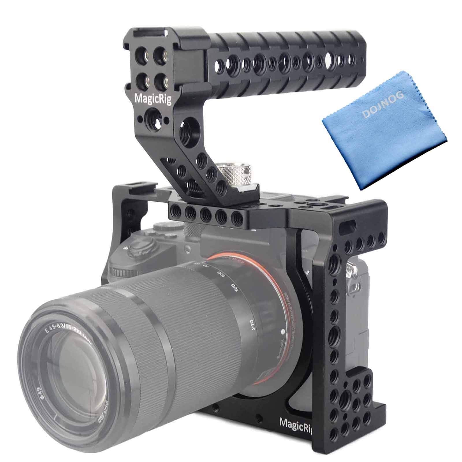 Magicrig A7Iii / A7Riii Full Camera Cage Rig And Arri Locating Top Handle,With 5 Cold Shoe Mounts, 1/4'' & 3/8'' Arri Holes, For