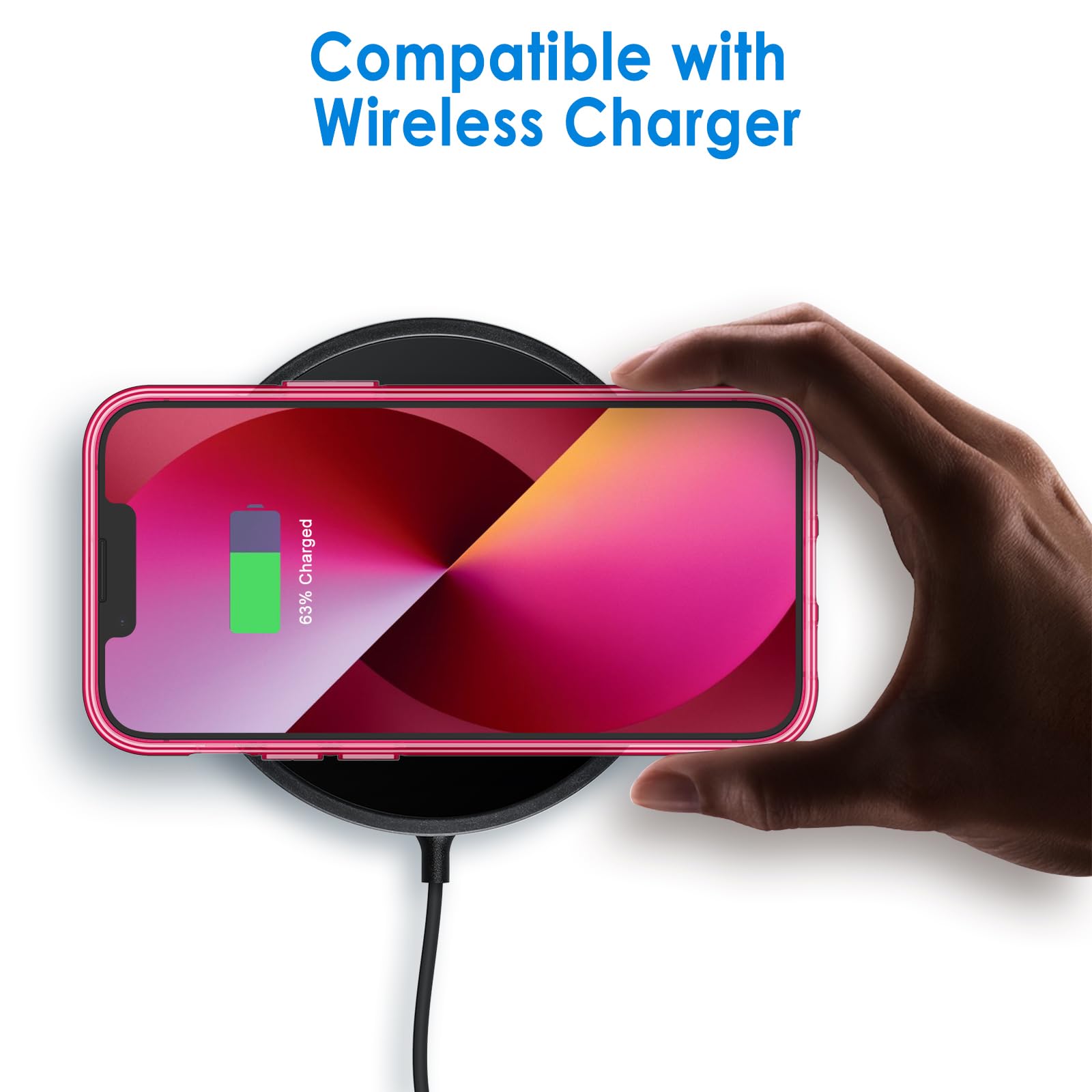 Jetech Case For Iphone 13 6.1-Inch, Non-Yellowing Shockproof Phone Bumper Cover, Anti-Scratch Clear Back (Red)