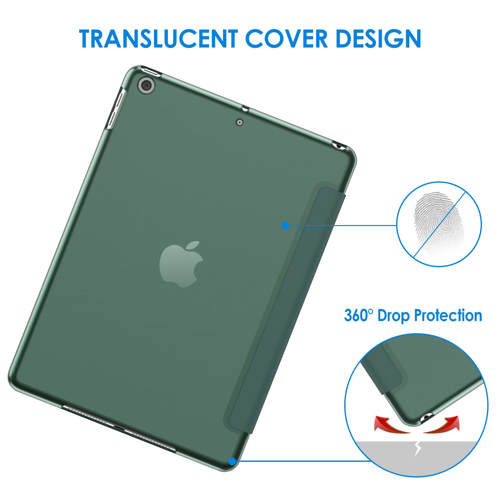 Jetech Case For Ipad (9.7-Inch, 2018/2017 Model, 6Th/5Th Generation), Smart Cover Auto Wake/Sleep (Misty Blue)