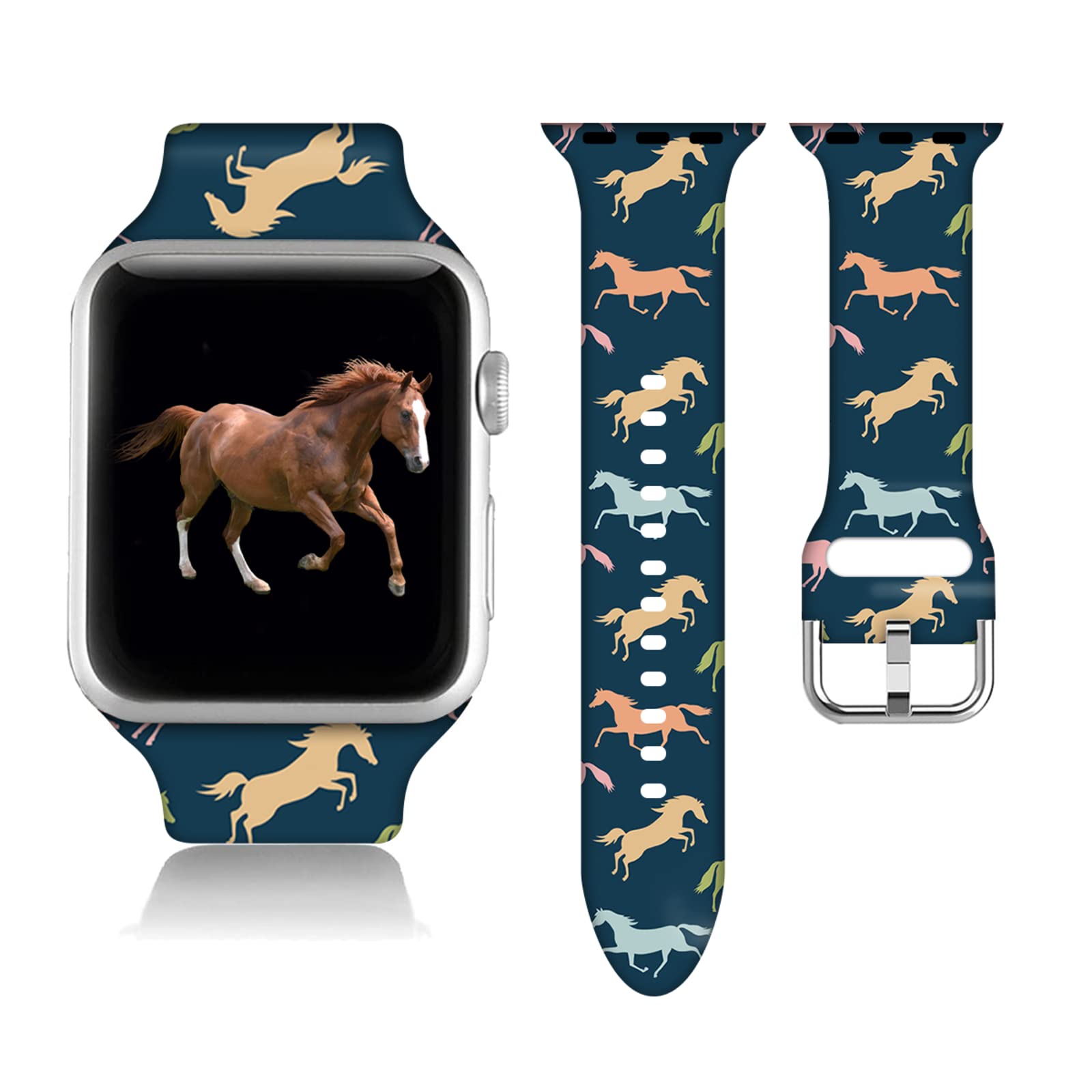 Compatible With Cute Cartoon Horse Animal Apple Watch 38/40/41/42/44/45Mm For Women Men,Soft Silicone Horse Animal Gifts Decorat
