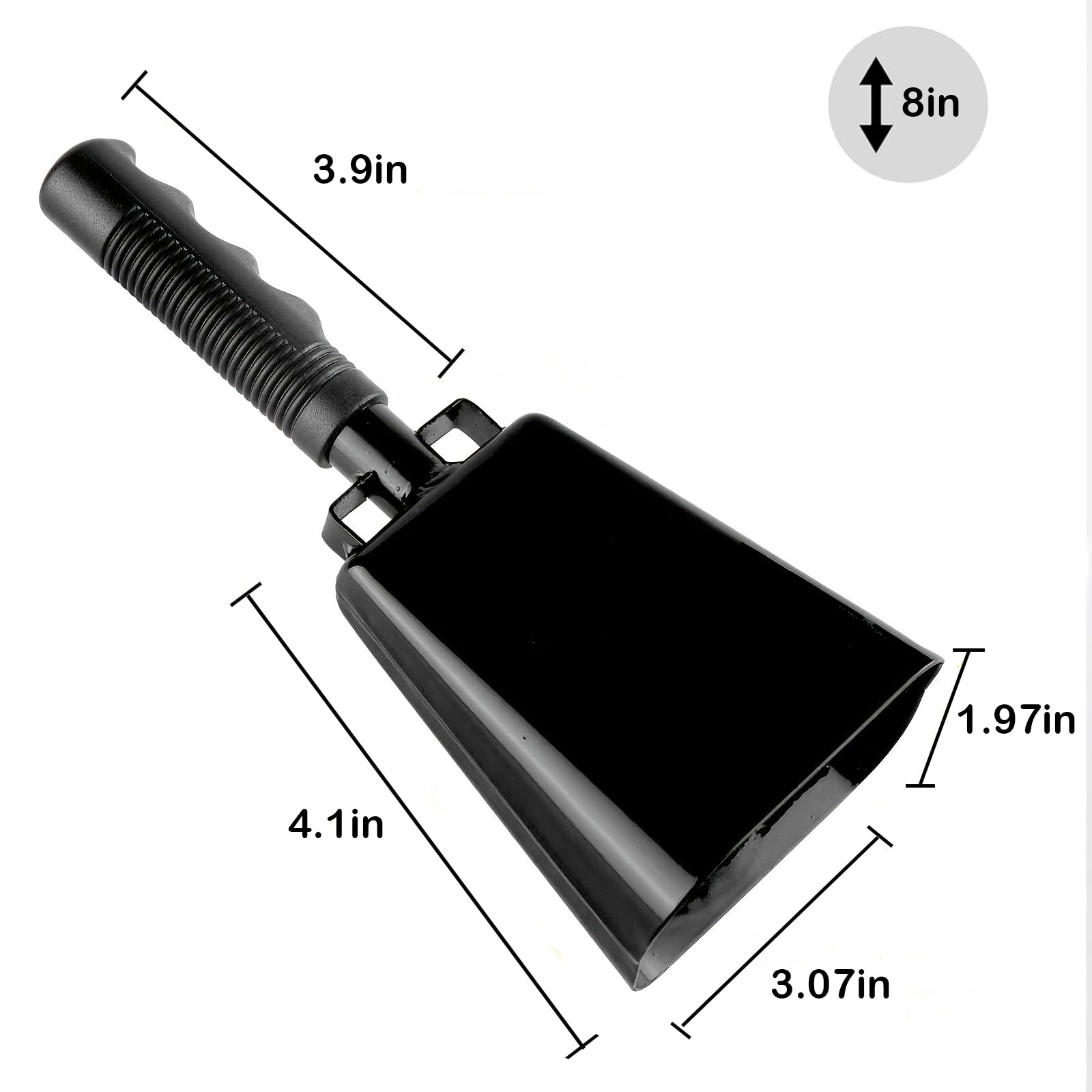 Steel Cowbell With Handle 8 Inch Cow Bells Noise Makers, 2 Pack Large Cowbells For Sporting Events, Hand Percussion Cowbells Che