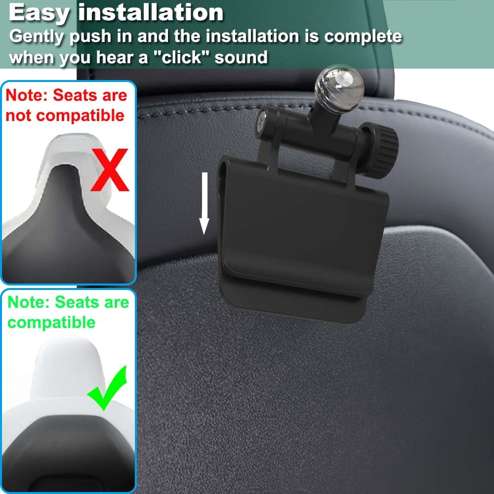 Cuxwill Tesla Headrest Mount Tablet Holder For 4-13'' Ipad & Phone, Car Back Seat Holder For Tesla Model Y Model 3, Car Mount Wi