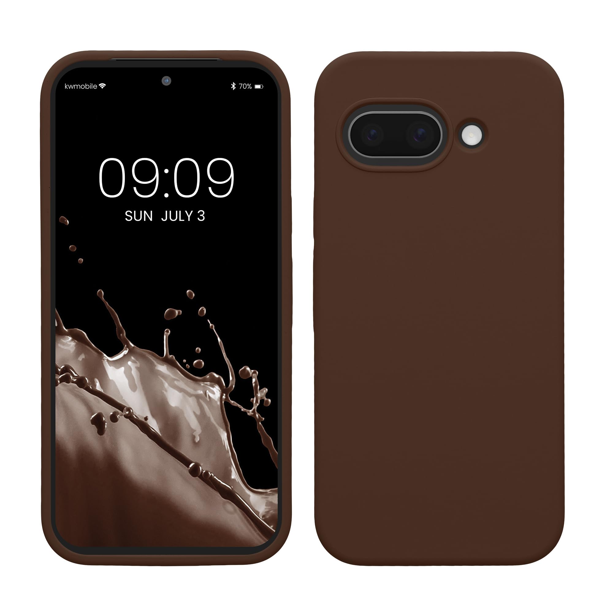kwmobile Case Compatible with Google Pixel 9a Case - TPU Silicone Phone Cover with Soft Finish - Chocolate