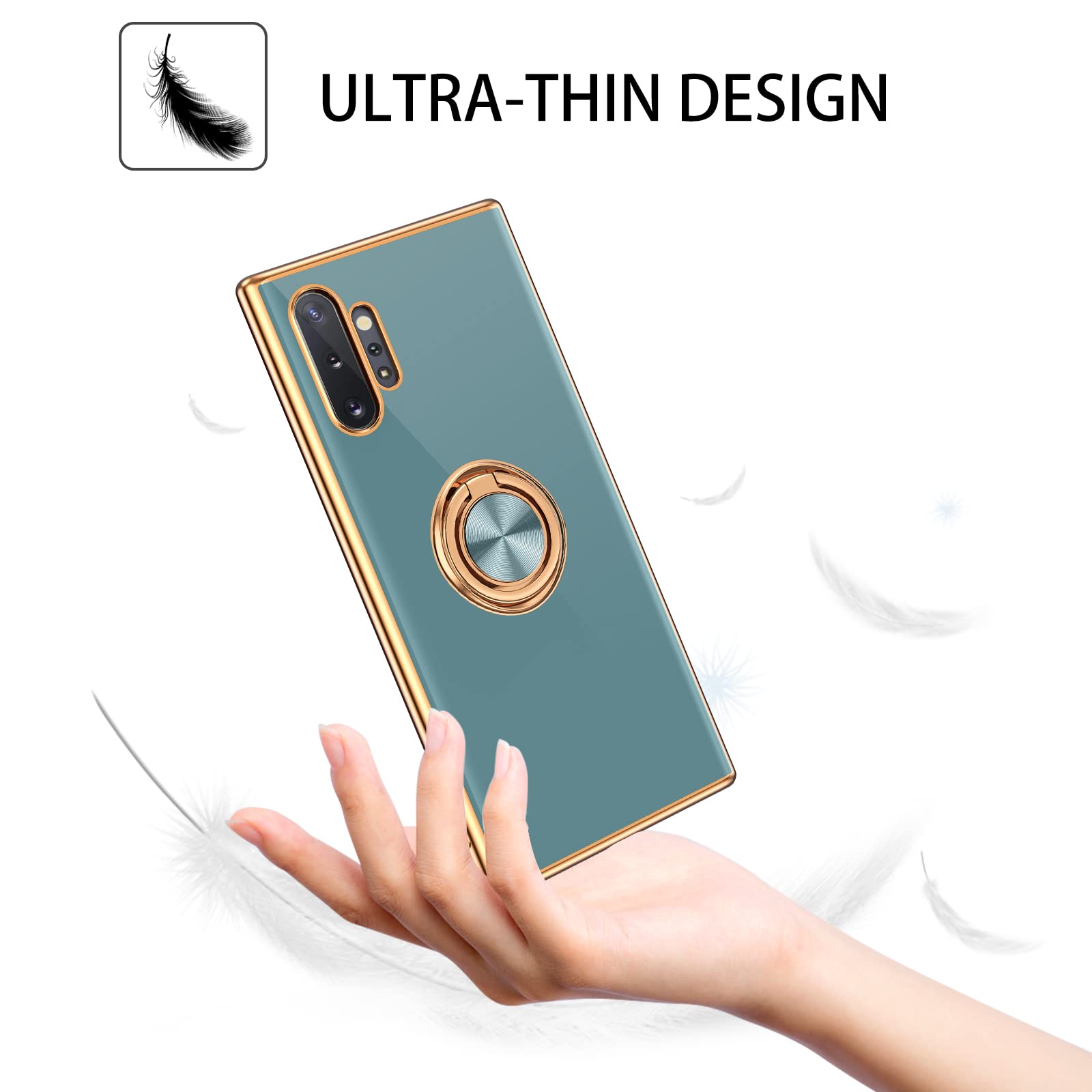 Duedue For Samsung Galaxy Note 10 Plus Case With Ring Holder Kickstand 360 Degree Rotation Magnetic Car Finger Soft Tpu Slim Cov