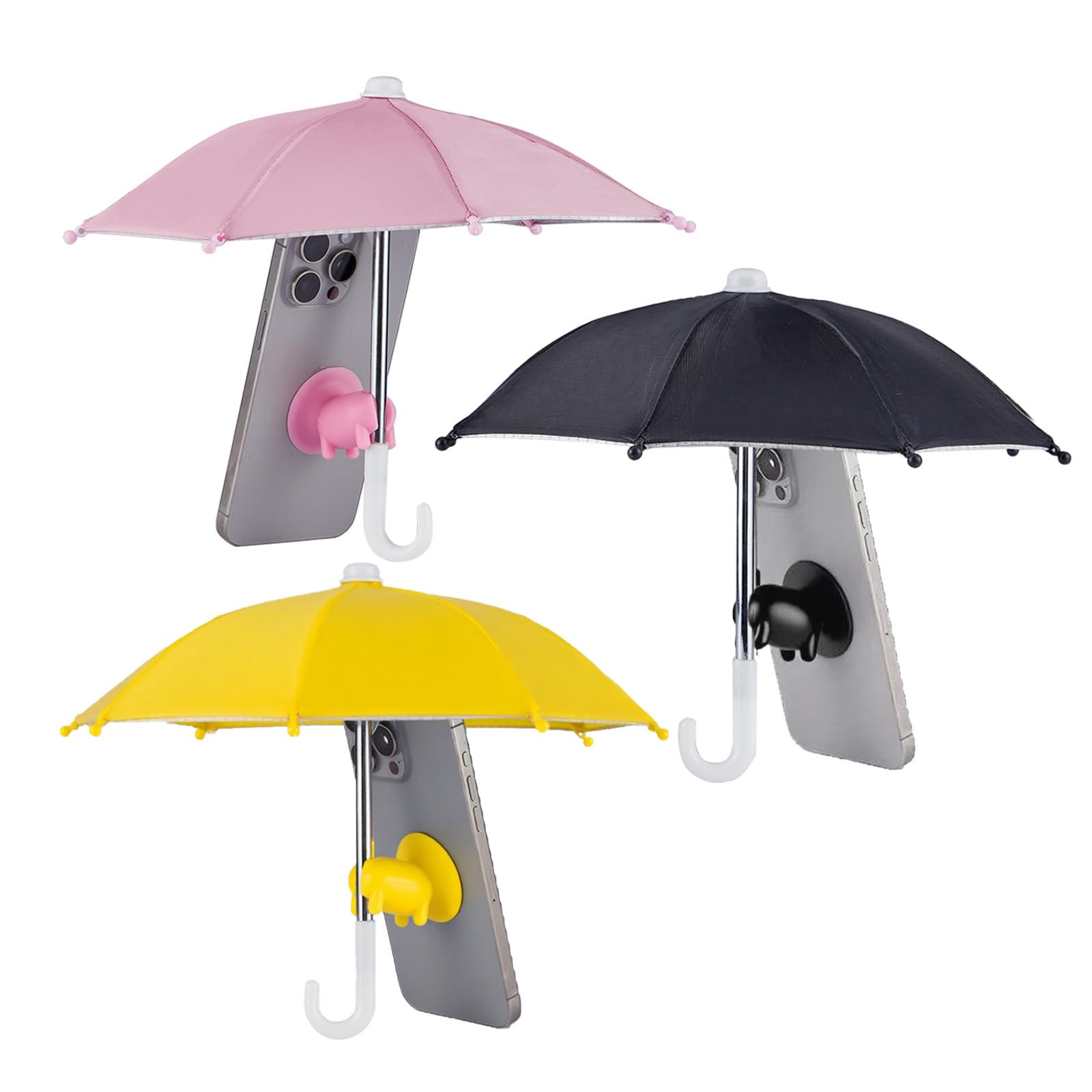 DMwespe 3pcs Cell Phone Umbrella for Sun Shade, Universal Adjustable Phone Umbrella Shade with Piggy Suction Cup, Pool Beach Out