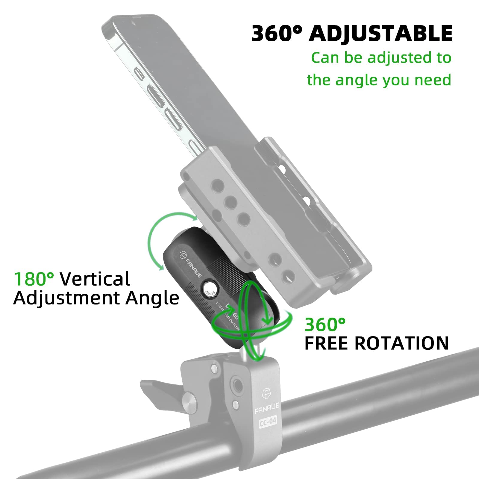 Fanaue Double Socket Arm Short Arm Compatible,Full Length 2.3'',With B Size 1'' Ball Components For Ram Mounts