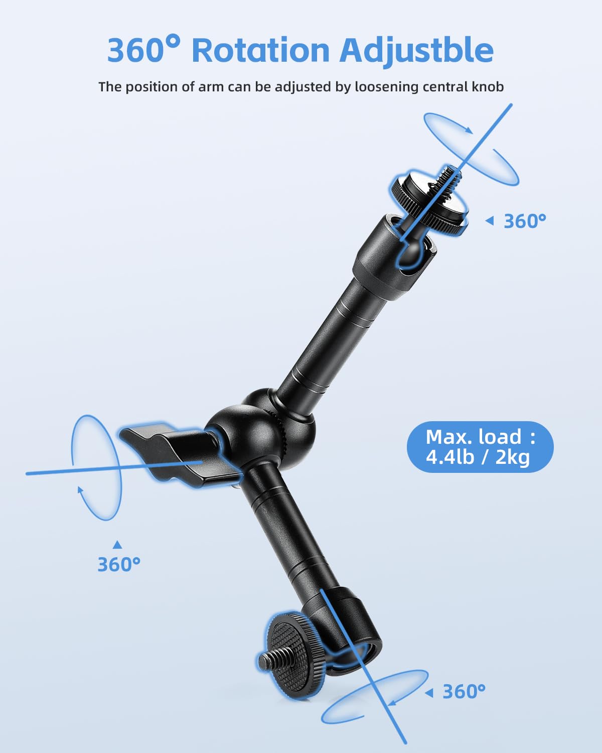 Utebit Adjustable Magic Arm With Super Clamp,9 Inch With 1/4' And 3/8' Thread,Articulating Arm Clamp Friction Power Arm Crab Screw Kit For Lcd Monitor, Led Light, Flash Light, Camera Rig