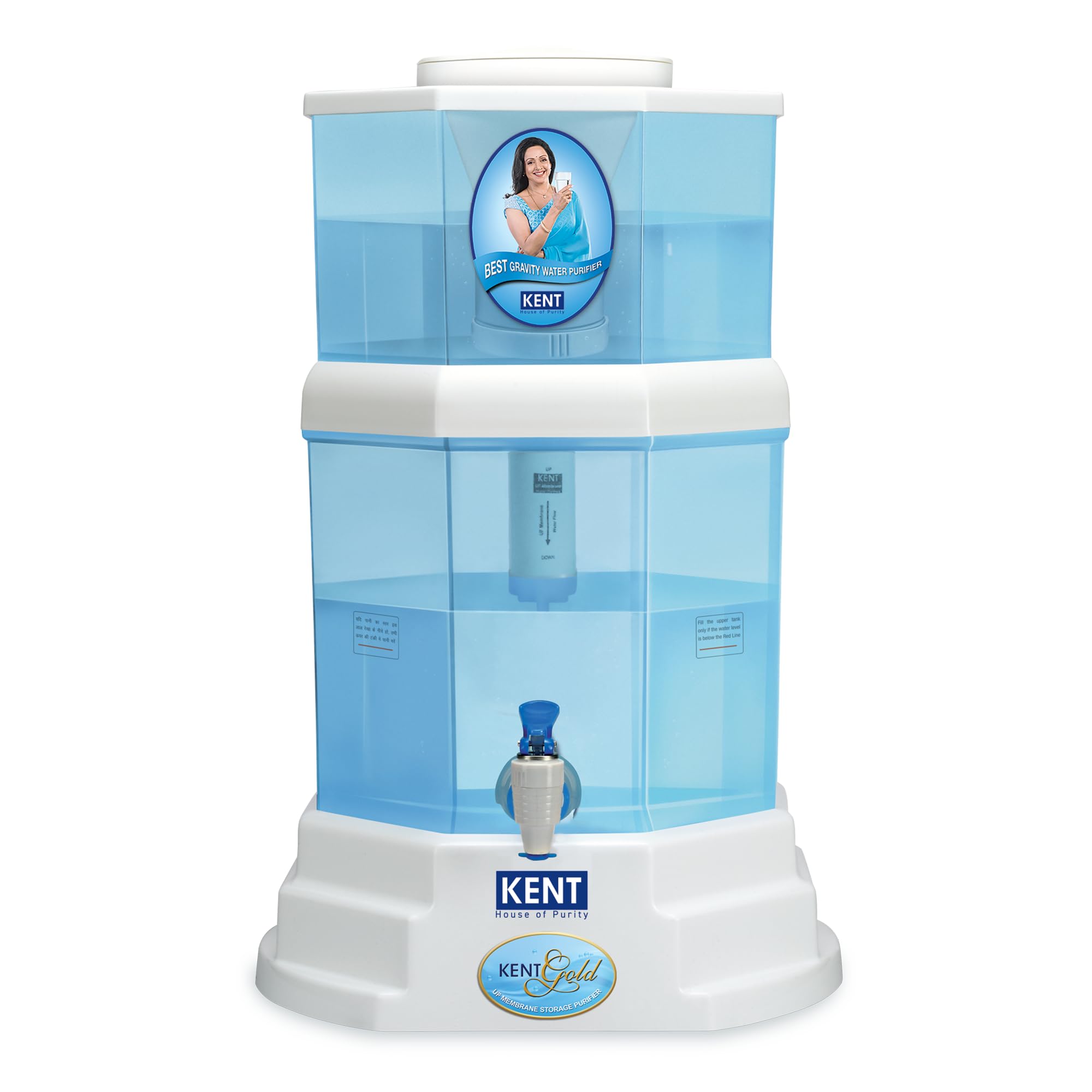 Kent Gold Gravity Water Purifier | Uf Technology Based | NonElectric & Chemical Free | Counter Top | 20L Storage | White
