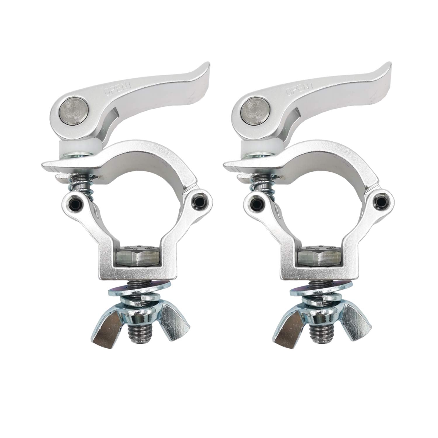 2 Pack Quick Release Dj Stage Lighting Truss Clamp Od Tubing Pipe 1 1/4 1 3/8 Inches 32 35Mm Heavy Duty 165 Lbs Tuv Aluminum All