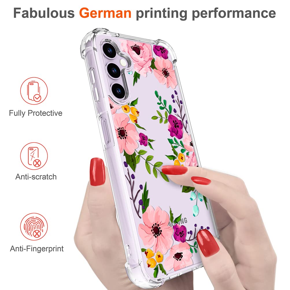 Hungo Samsung Galaxy S23 Phone Case Floral Flower Clear Design TPU Purple Peony