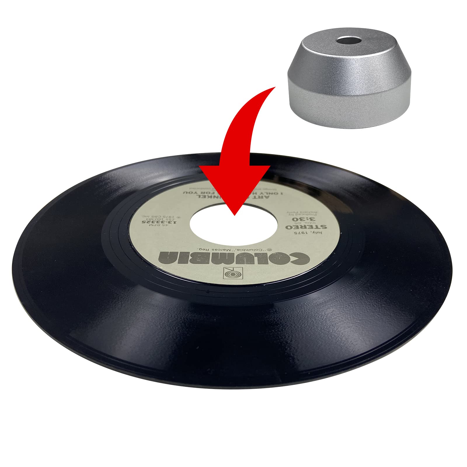 Sdroceryam 45 Rpm Record Adapter Solid Aluminum 7 Inch Vinyl Record Dome 45 Adapter For Turntables (Silver)