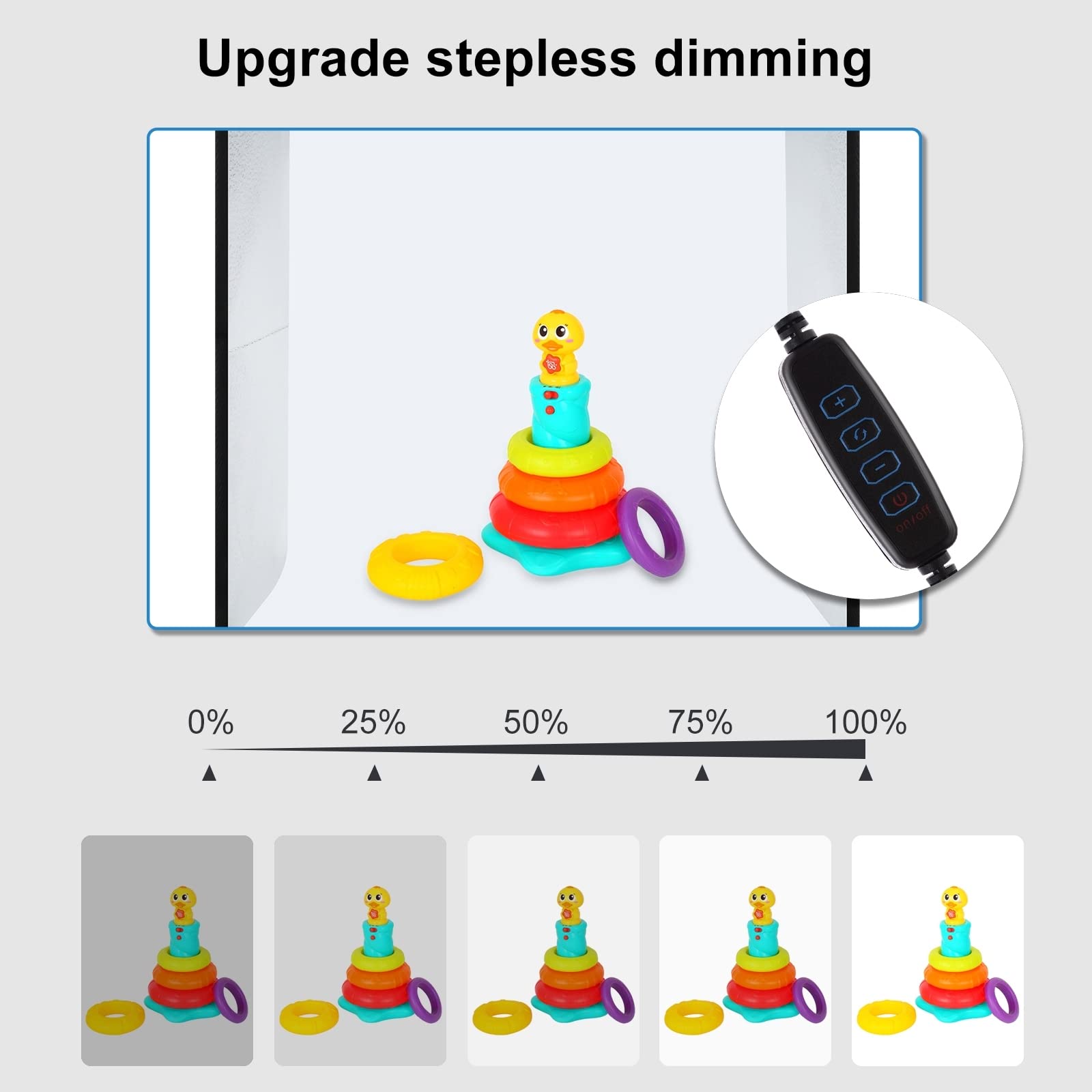 Photo Studio Light Box, Puluz Mini Folding Lightbox Led Ring Light Portable Photo Box Shooting Tent Box Kit 12 Colors Backdrops