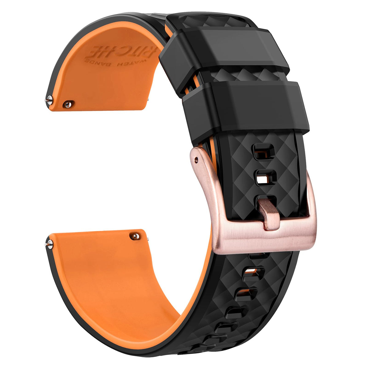 Ritche Christmas Gift 24Mm Silicone Watch Band Quick Release Rubber Watch Bands For Men Women   Black Top Pumpkin Orange Bottom