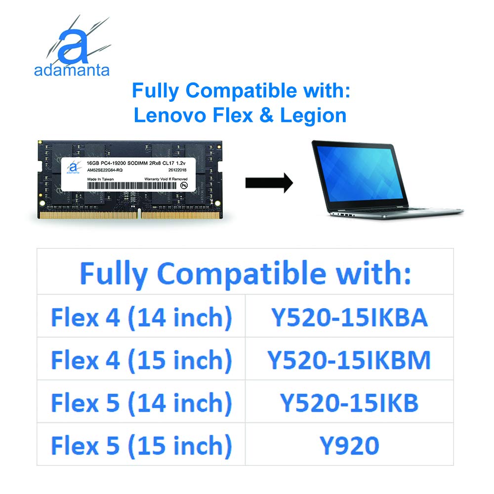 Adamanta 16Gb (1X16Gb) Laptop Notebook Memory Upgrade Compatible For Lenovo Flex, Legion, Ideacentre, Ideapad, Thinkcentre Ddr4