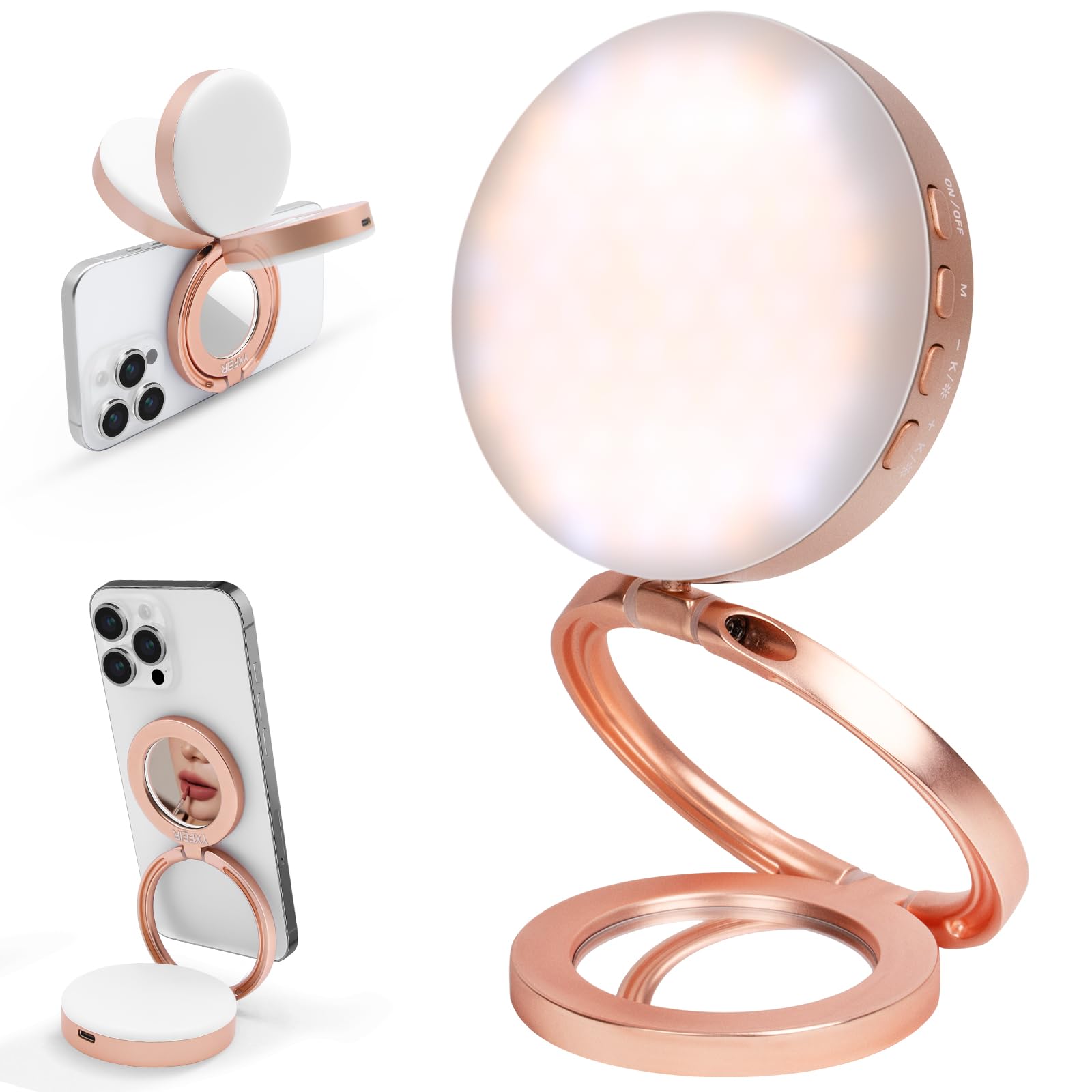 Magnetic Selfie Light for iPhone, MagSafe-Compatible Light,Folding LED Fill Ring Lighting,for Selfies/Makeup/Photography/TikTok/