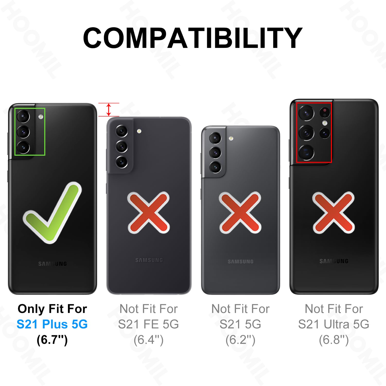 Hoomil Case For Samsung Galaxy S21+ Plus (Only 6.7 Inch), Non Yellowing, Drop Protection, Anti Scratch Transparent Hard Back Pho