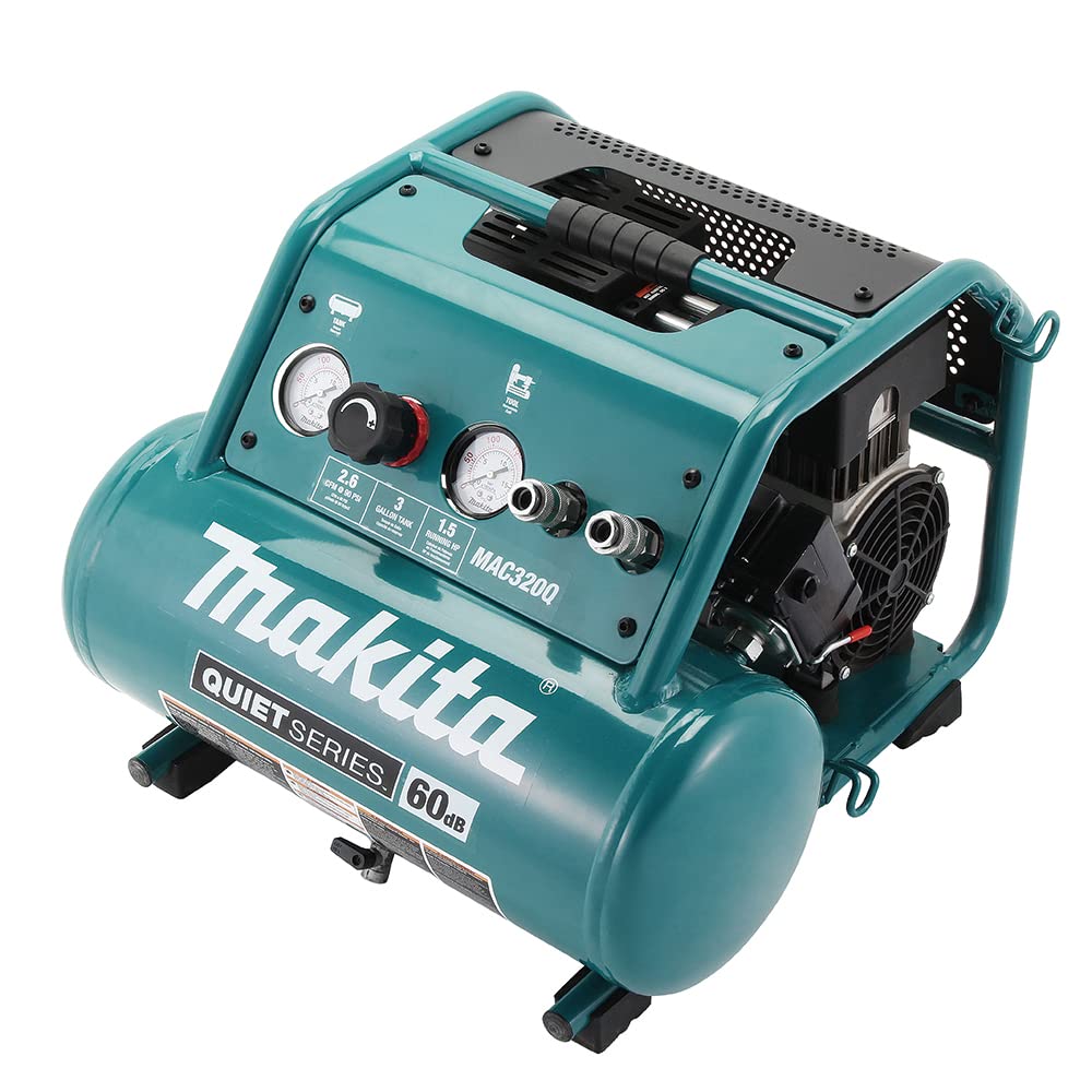 Makita Mac320Q Quiet Series 1 1/2 Hp, 3 Gallon, Oil Free, Electric Air Compressor