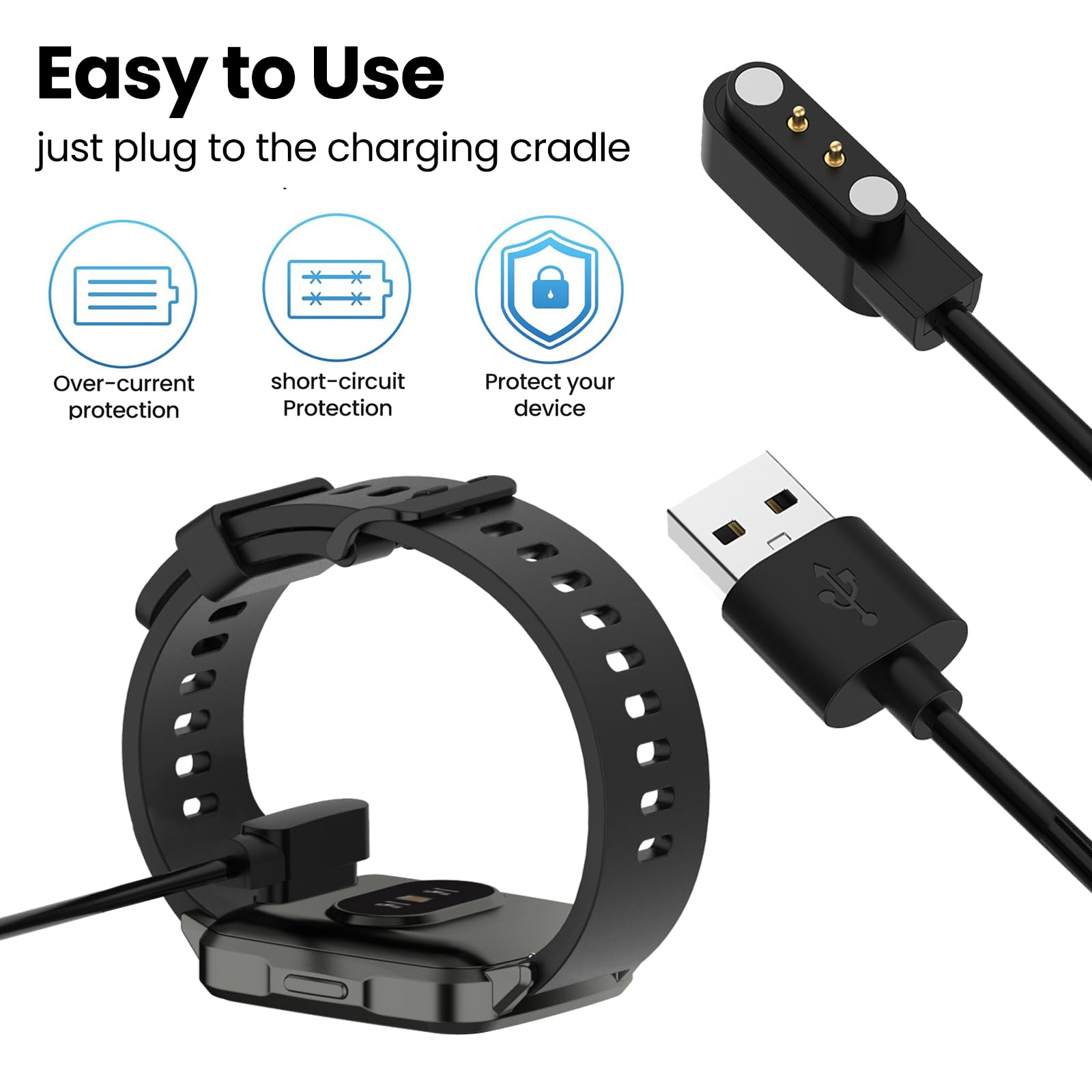 Compatible With Fitvii H86/ Hm08/ H56/Hm57/ Hm58/ Hm18/ Hm68/Hm78,Fitvii Ole/Nexa/Fino 2 Smart Watch Charger Cable Usb Magnetic
