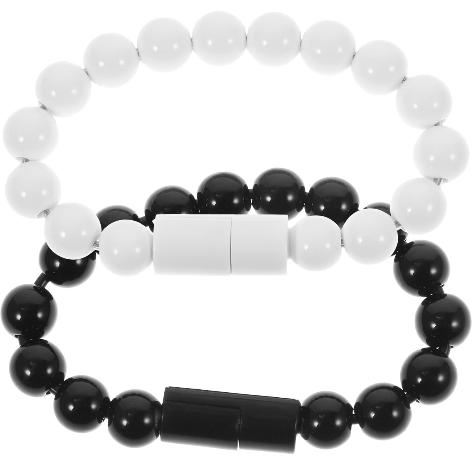 USB Type C Cable, 2 Pack Bead Bracelet USB Data Sync Fast Charging Cable for S9 S8 Note 9 8, V20 V30 G5 (Black and White)