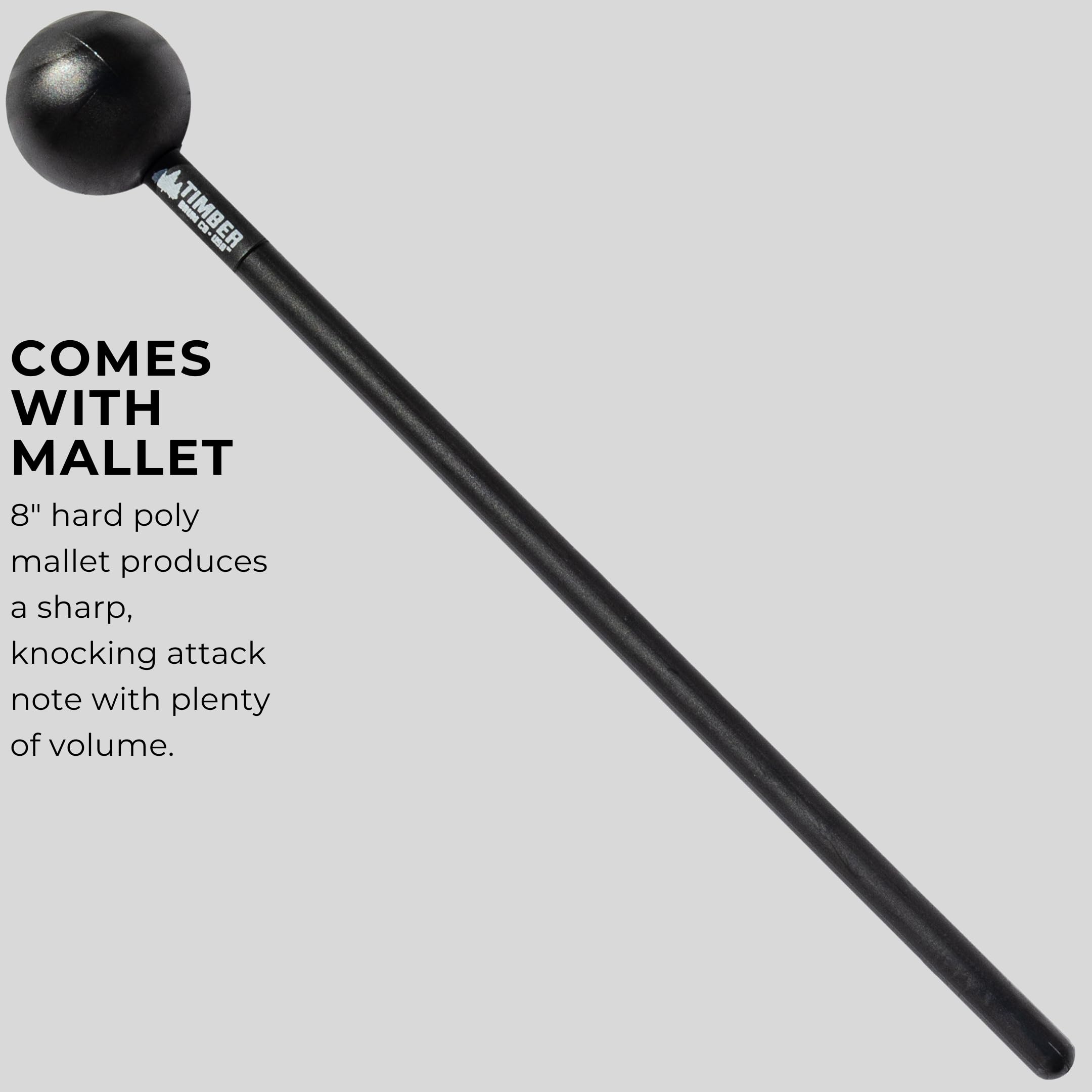 Timber Drum Co. Woodblock Percussion Musical Instrument, 8 - Made In U.S.A. - Includes Mallet, Feet - Solid Hardwood, Rich Block