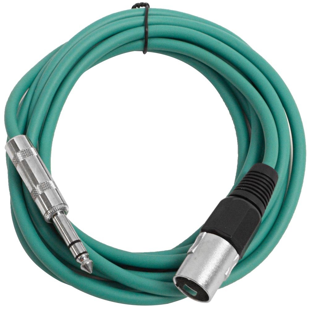Seismic Audio - Satrxl-M10-6 Pack Of Green 10 Xlr Male To 1/4 Trs Patch Cables