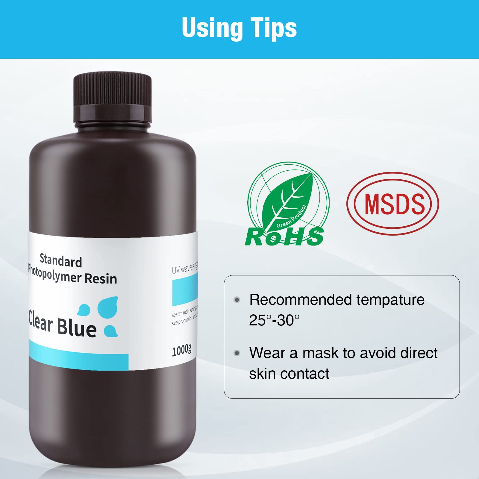 Elegoo 3D Printer Resin 405Nm Lcd Fast Uv Curing Standard Resin Photopolymer Resin High Precision Non Toxic Low Odor For Dlp/Lcd