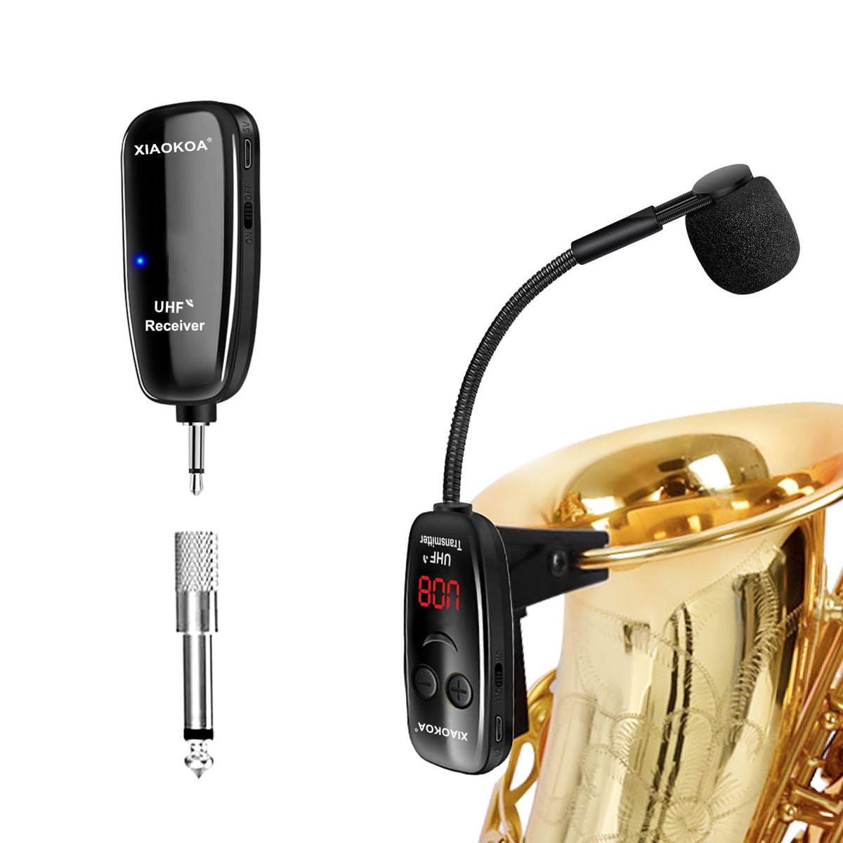 Xiaokoa Uhf Wireless Instruments Microphone,Saxophone Microphone,Wireless Receiver And Transmitter,160Ft Range,Plug And Play,Gre