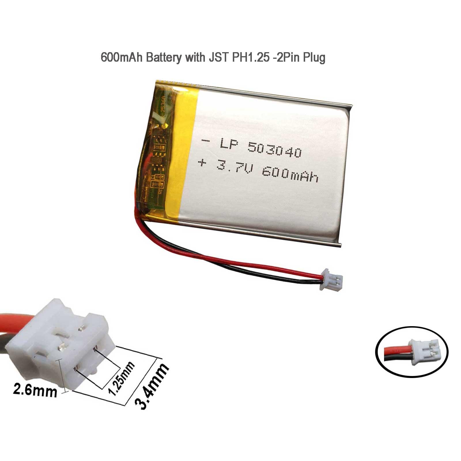 Aolikes 3.7V 503040 600Mah Lipo Battery Replacement For Cozmo Vector Robot Skybell Hd Video Doorbell Flysight Fpv Watch Dash Cam