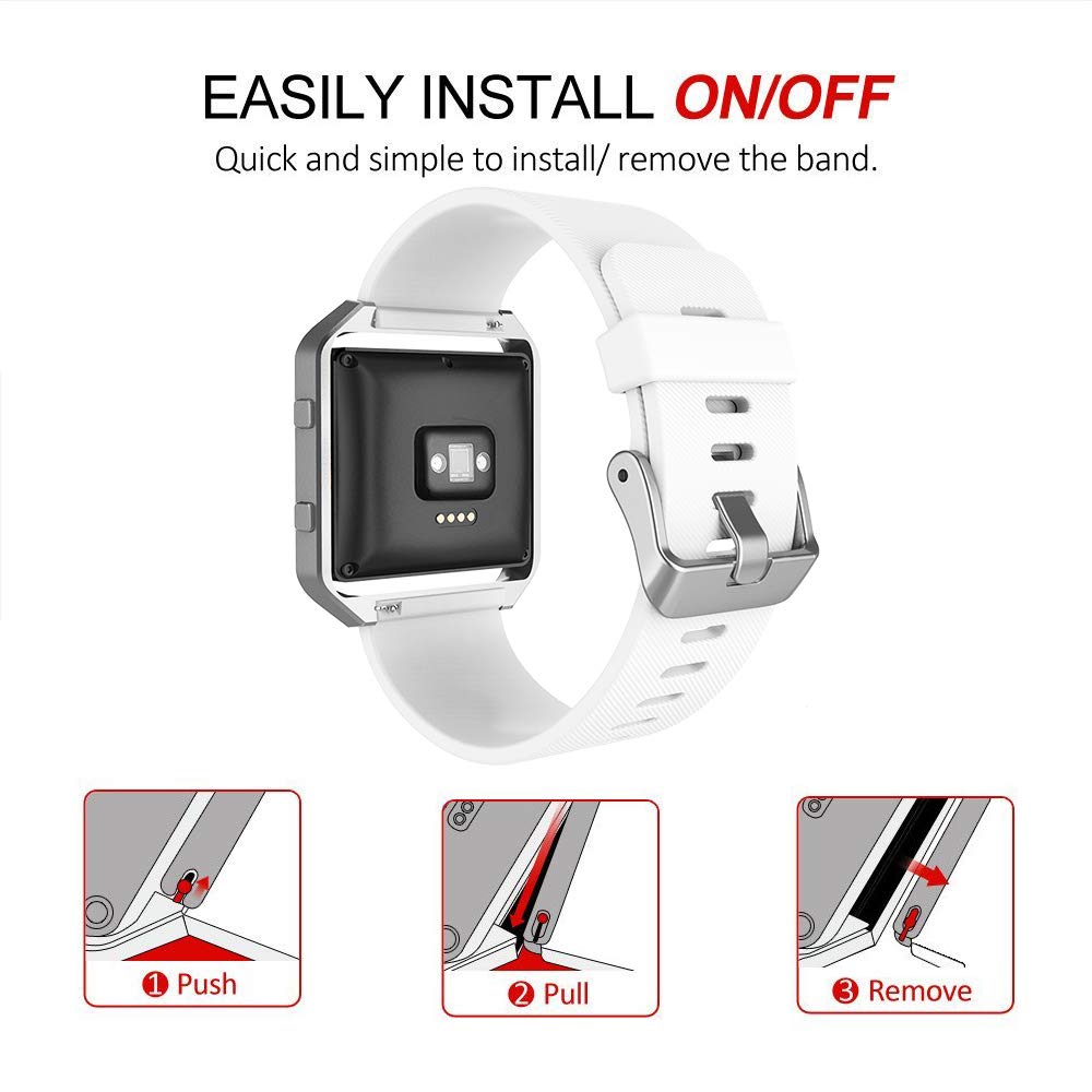 Simpeak Sport Band Compatible With Fitbit Blaze Smartwatch Sport Fitness, Silicone Wrist Band With Meatl Frame Replacement For F