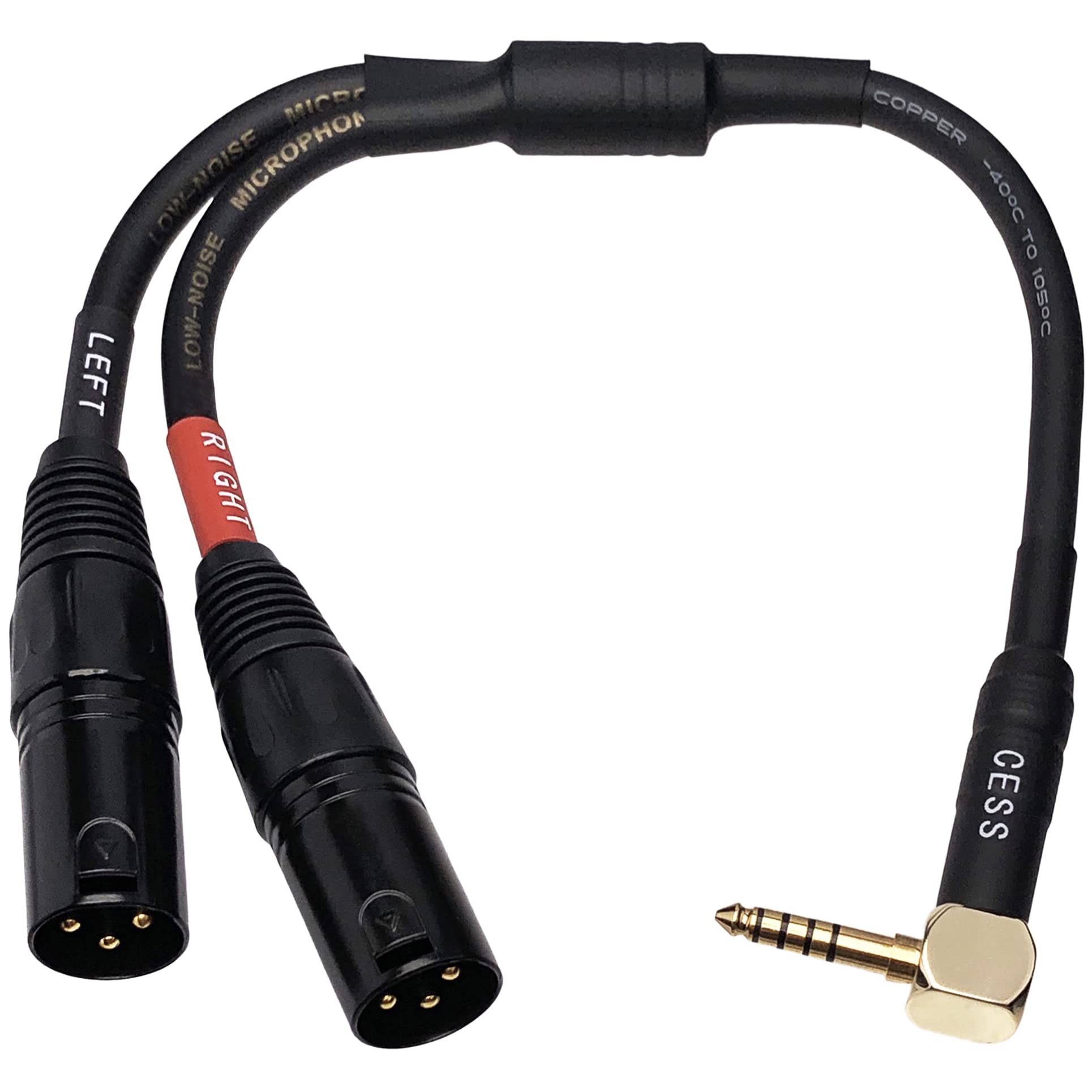 Cess 258 Right Angle 4.4Mm Balanced Male To Dual Xlr Male Plugs Adapter Cable   Shielded With Metal Housings & Heat Shrink Protection, High Fidelity Audio, Durable Design