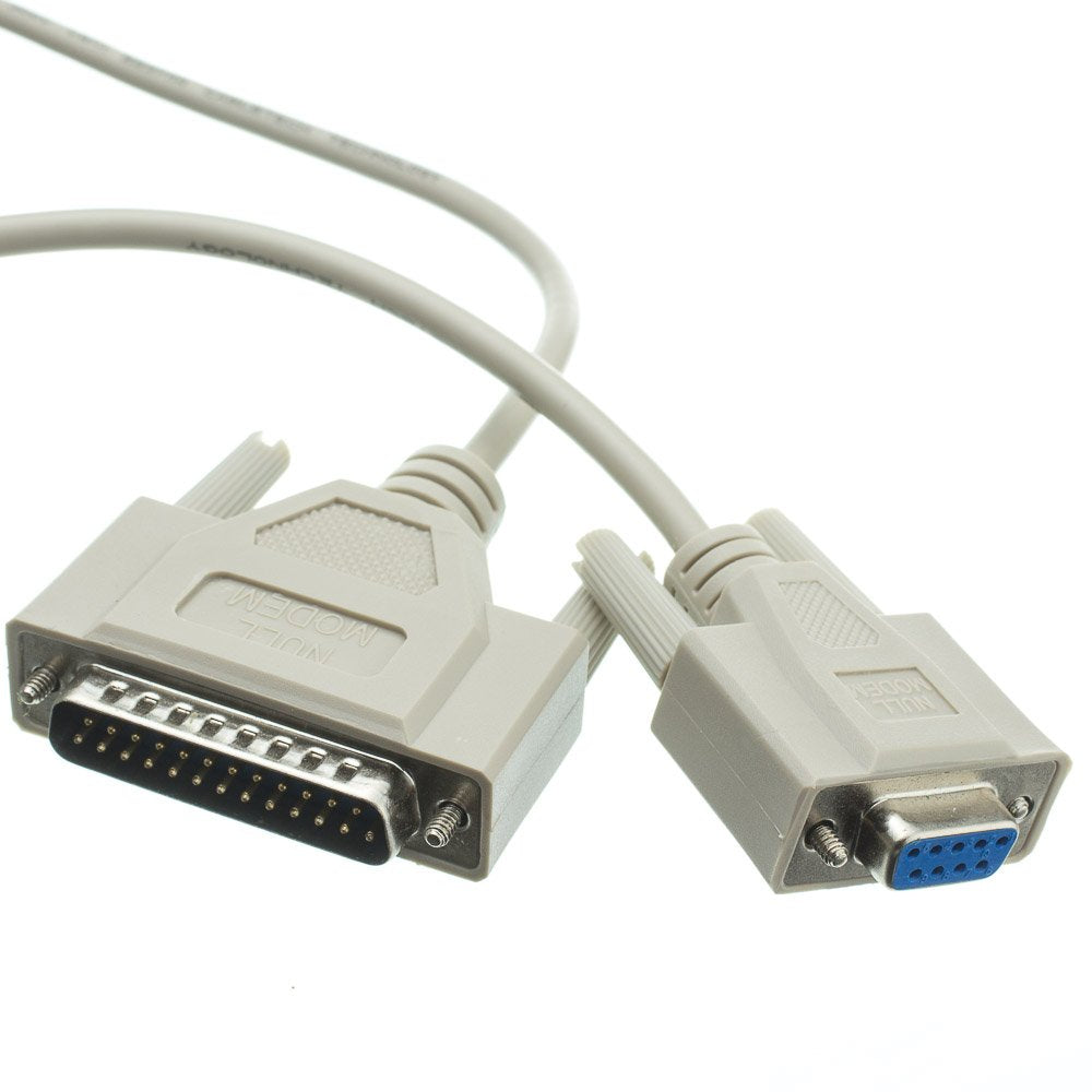 Cablewholesale Null Modem Cable, Db9 Female To Db25 Male Serial Cable, Ul Rated, 8 Conductor, Beige, Db9 Female To Db25 Male Ser