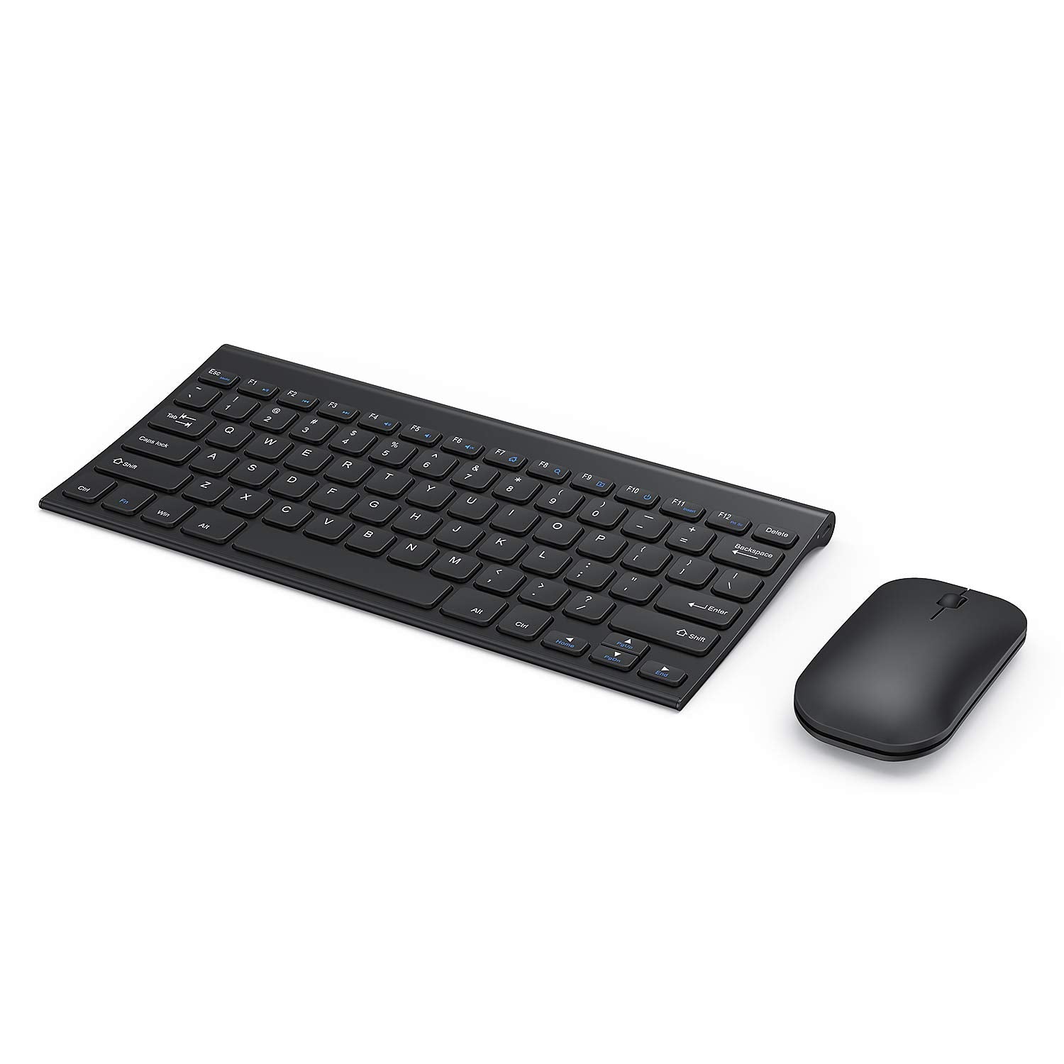 Rechargeable Wireless Keyboard Mouse Combo, Seenda Ultra Slim Small Compact Keyboard And Mouse With Long Battery Life For Windows Laptop Computer, Black