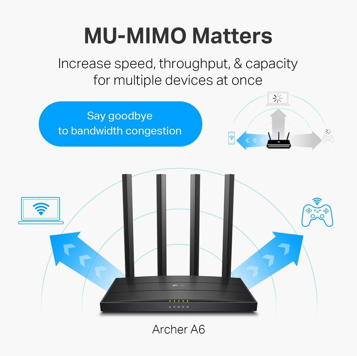 Tp Link Ac1200 Gigabit Wifi Router (Archer A6 V3)   Dual Band Mu Mimo Wireless Internet Router, 4 X Antennas, Onemesh And Ap Mod