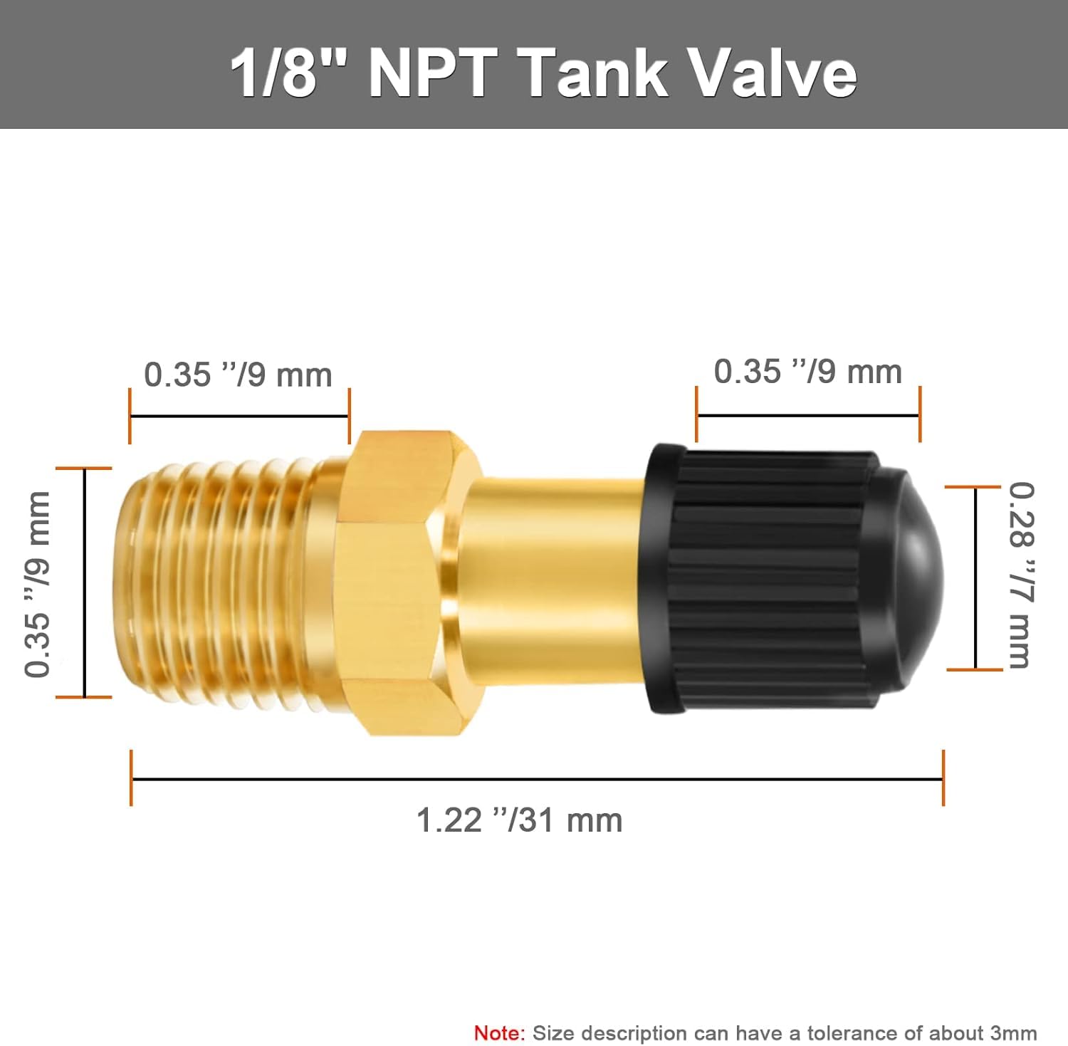 Godeson 1/8'' Npt Tank Valve, Anti Corrosion Brass Schrader Valve With 1/8'' Male Npt And Caps, Air Valve Using With Air Compres