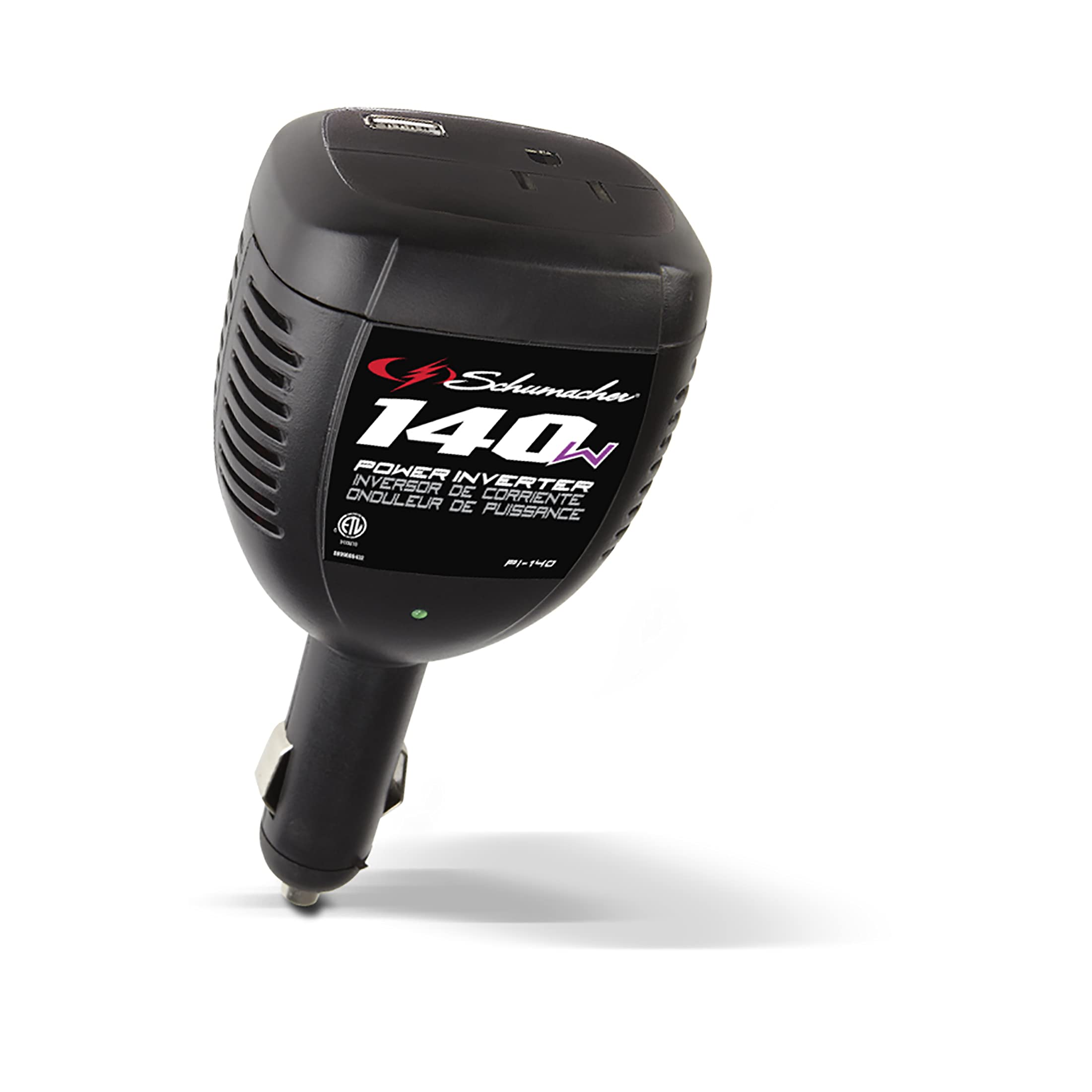 Schumacher    Pi 140 Analog Power Inverter For Cars, 140W With Ac And Usb Power Ports